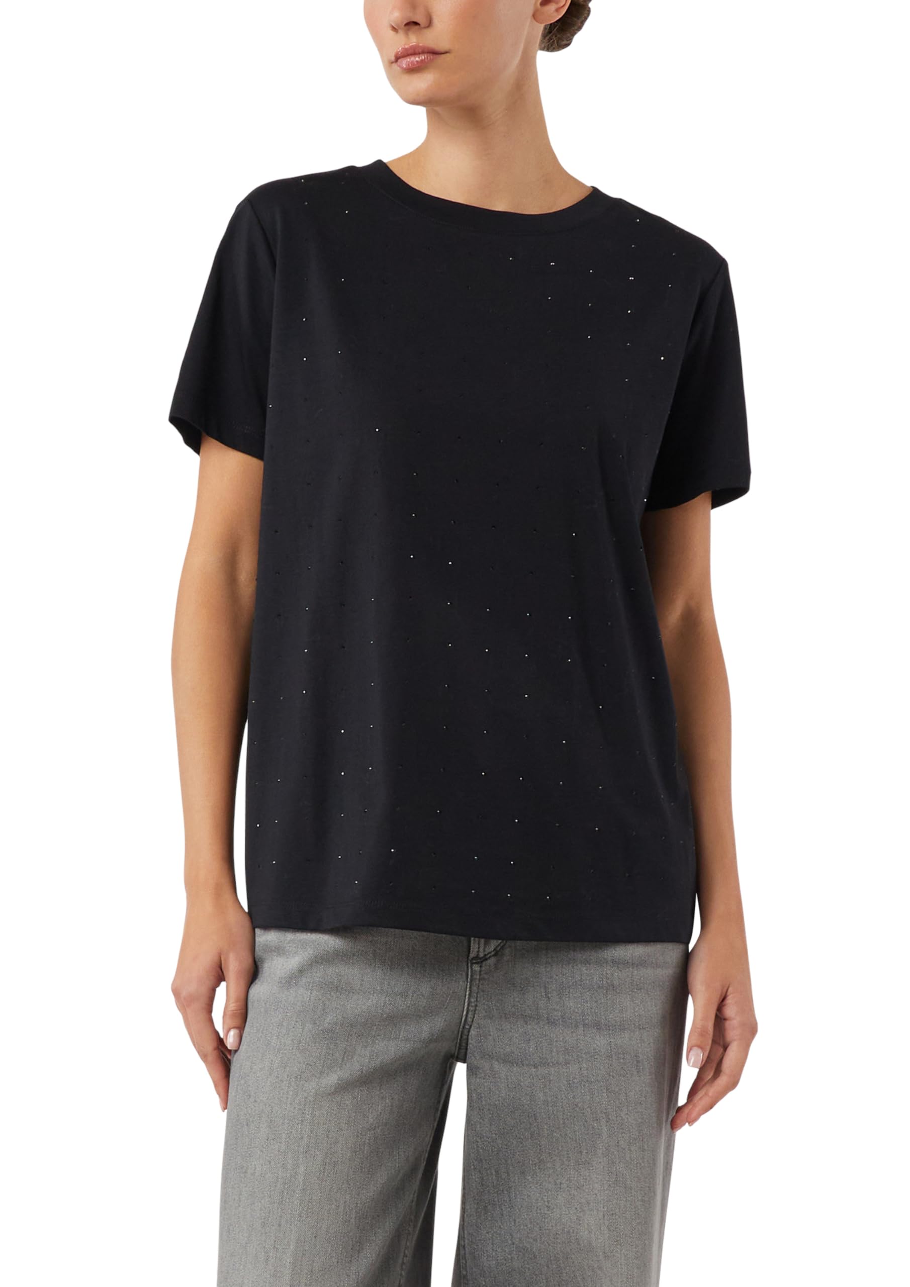 comma-t-shirt-mit-schmucksteinen-gr-e-46-schwarz-kurzarm image 8