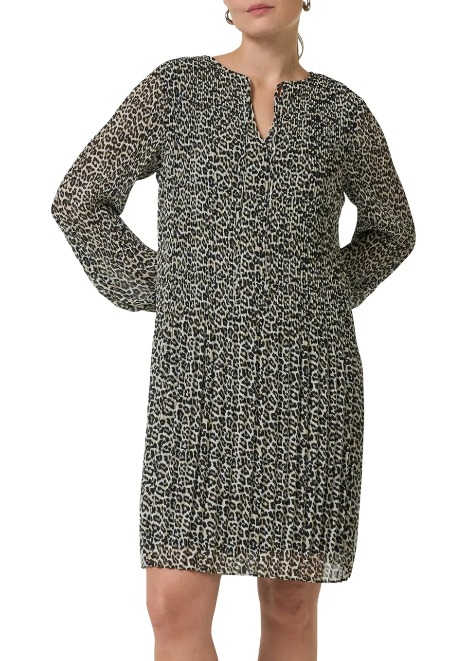 comma-plissiertes-chiffon-kleid-leo-print-beige-42 image 1