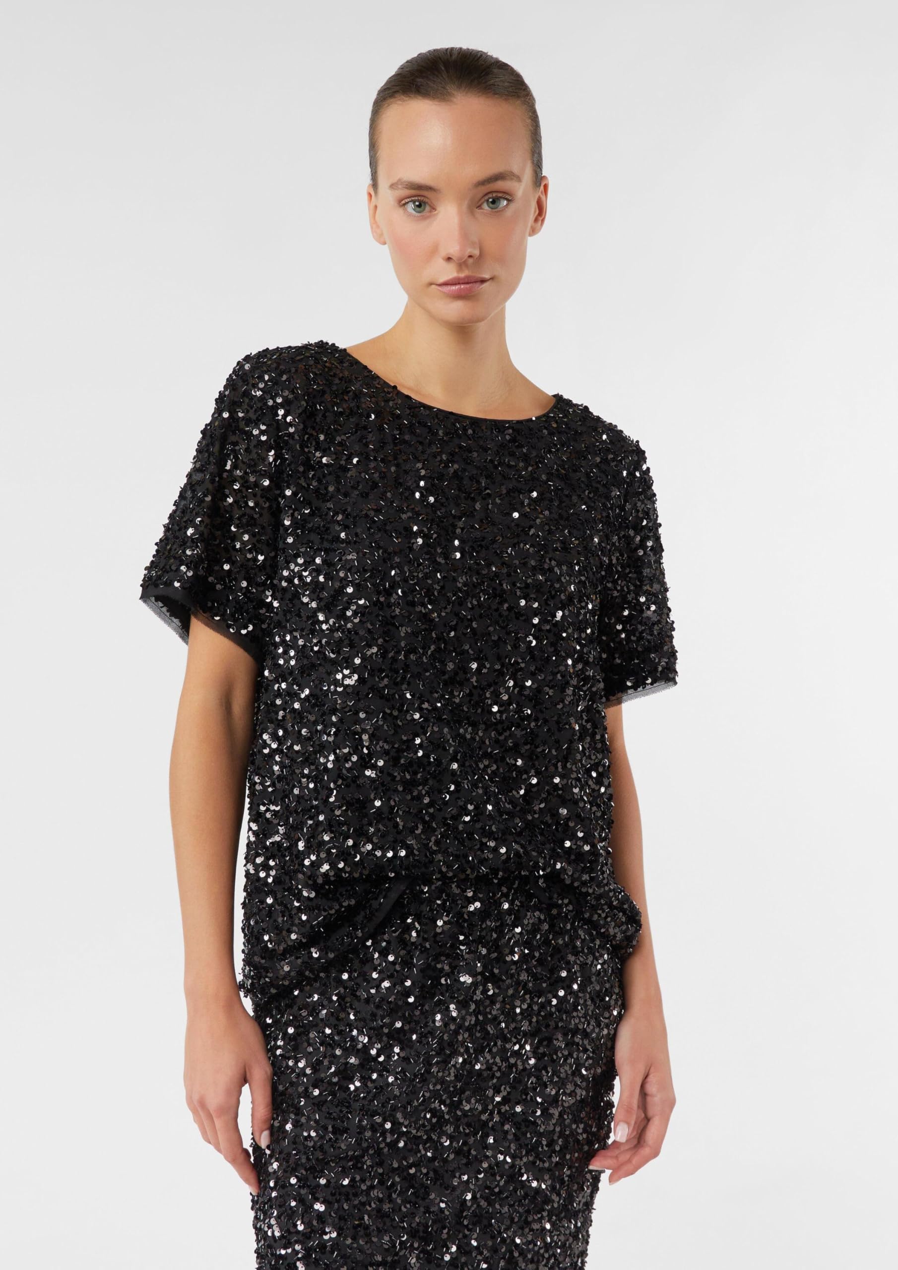 comma-blusenshirt-pailletten-kurzarm-anthrazit image 7