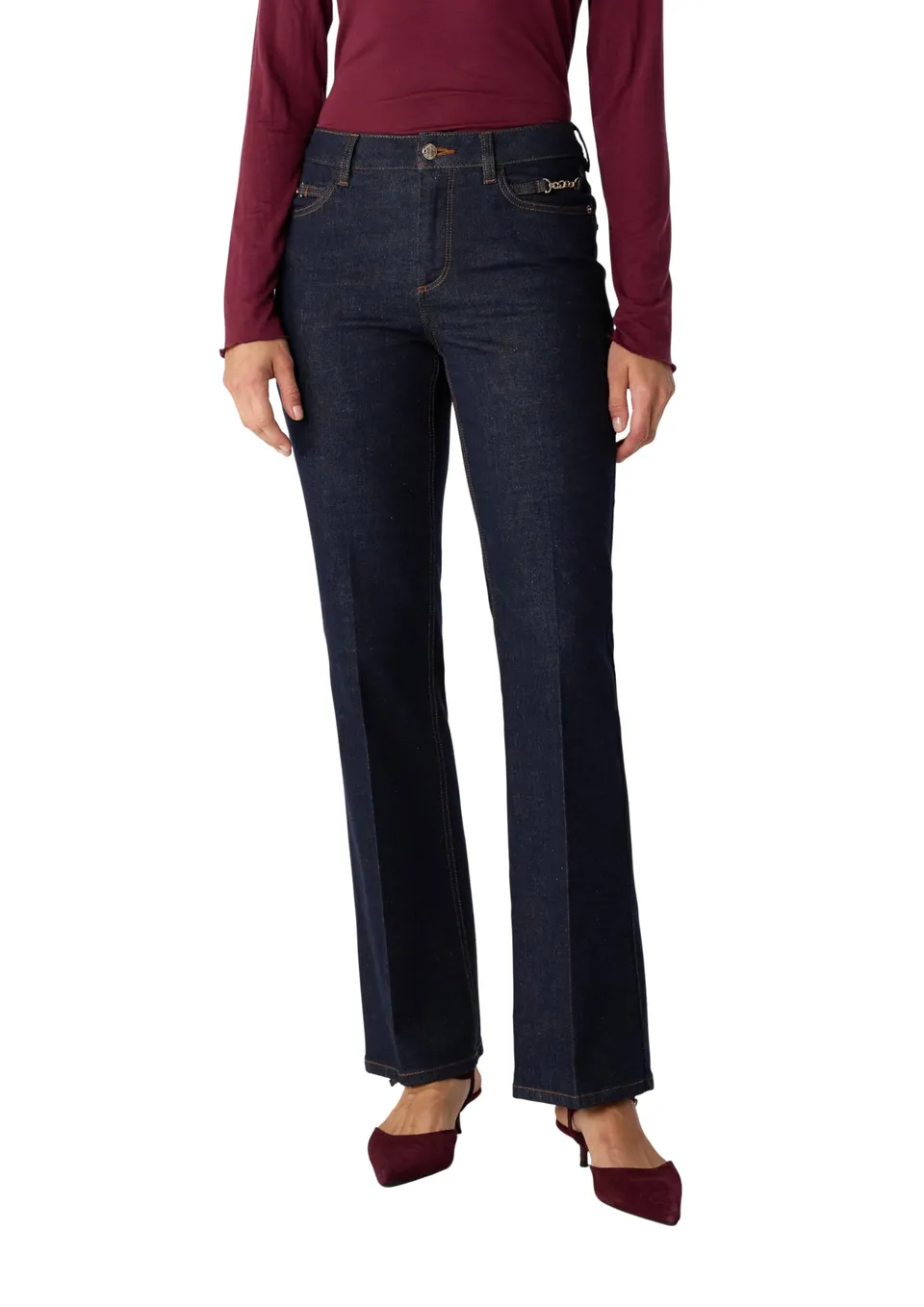 comma-jeans-flared-damen-gr-44-denim-mit-zier-detail image 1