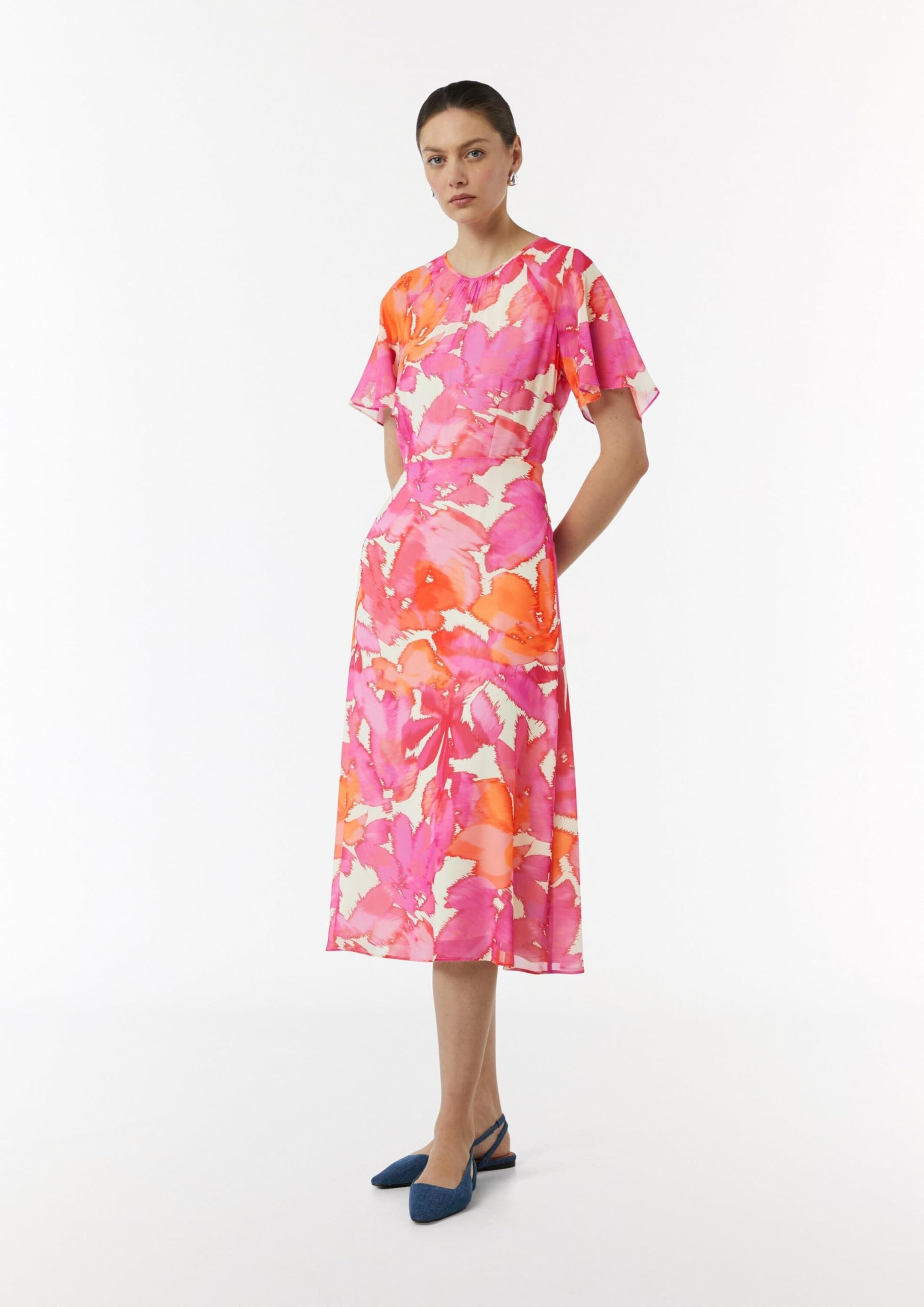 comma-midi-kleid-all-over-print-damenkleid-gr-44-pink image 7
