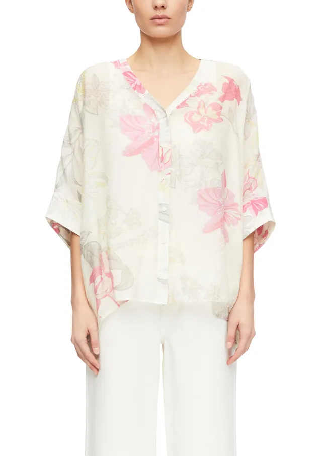 comma-poncho-bluse-chiffon-allover-print-viskose-beige-xl image 1