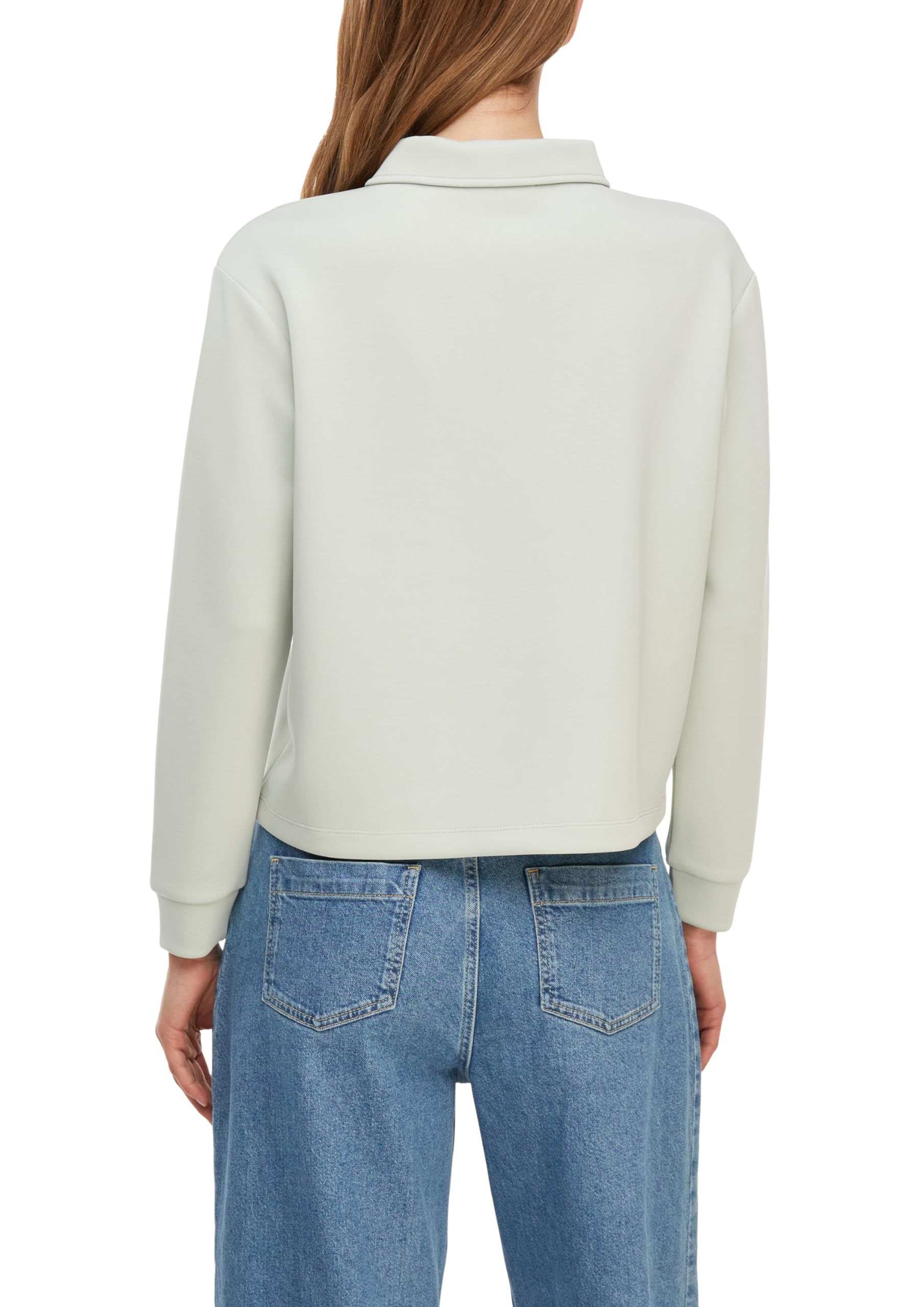 comma-sweatshirt-damen-polokragen-langarm-creme image 2