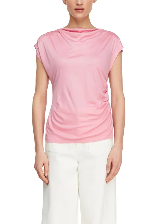 comma-t-shirt-tailliert-jersey-gr-36-rosa-rundhals-falte image 1