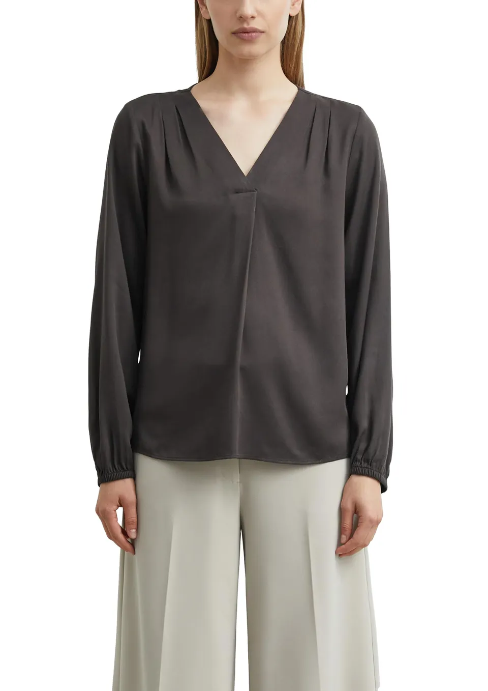 comma-blouses-bluse-viskose-v-ausschnitt-langarm image 1