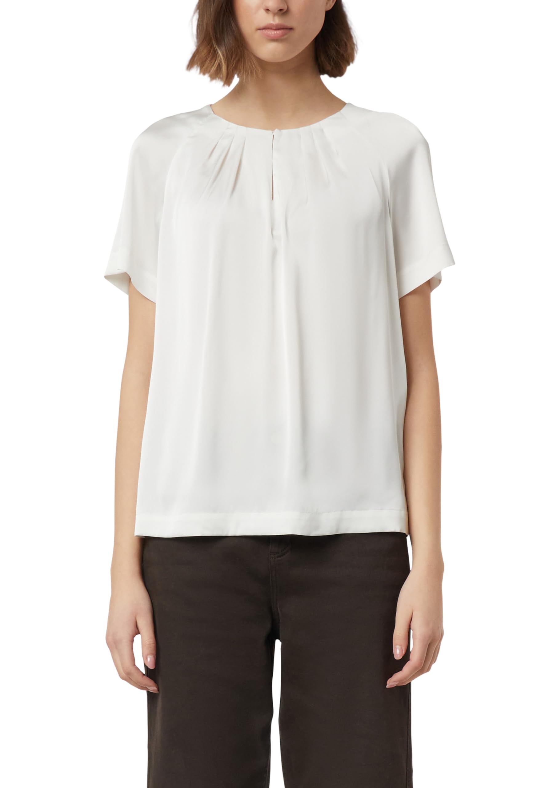 comma-blouses-satinierte-kurzarmbluse-wei-raffung image 8