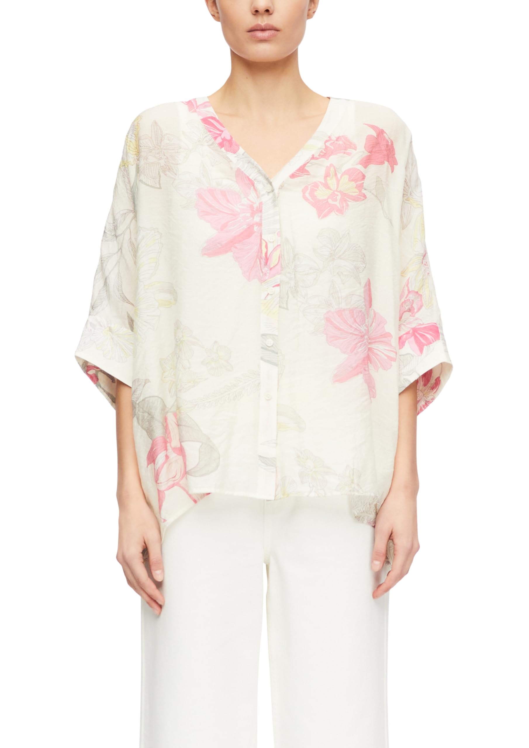 comma-poncho-bluse-chiffon-allover-print-viskose-beige-xl image 1
