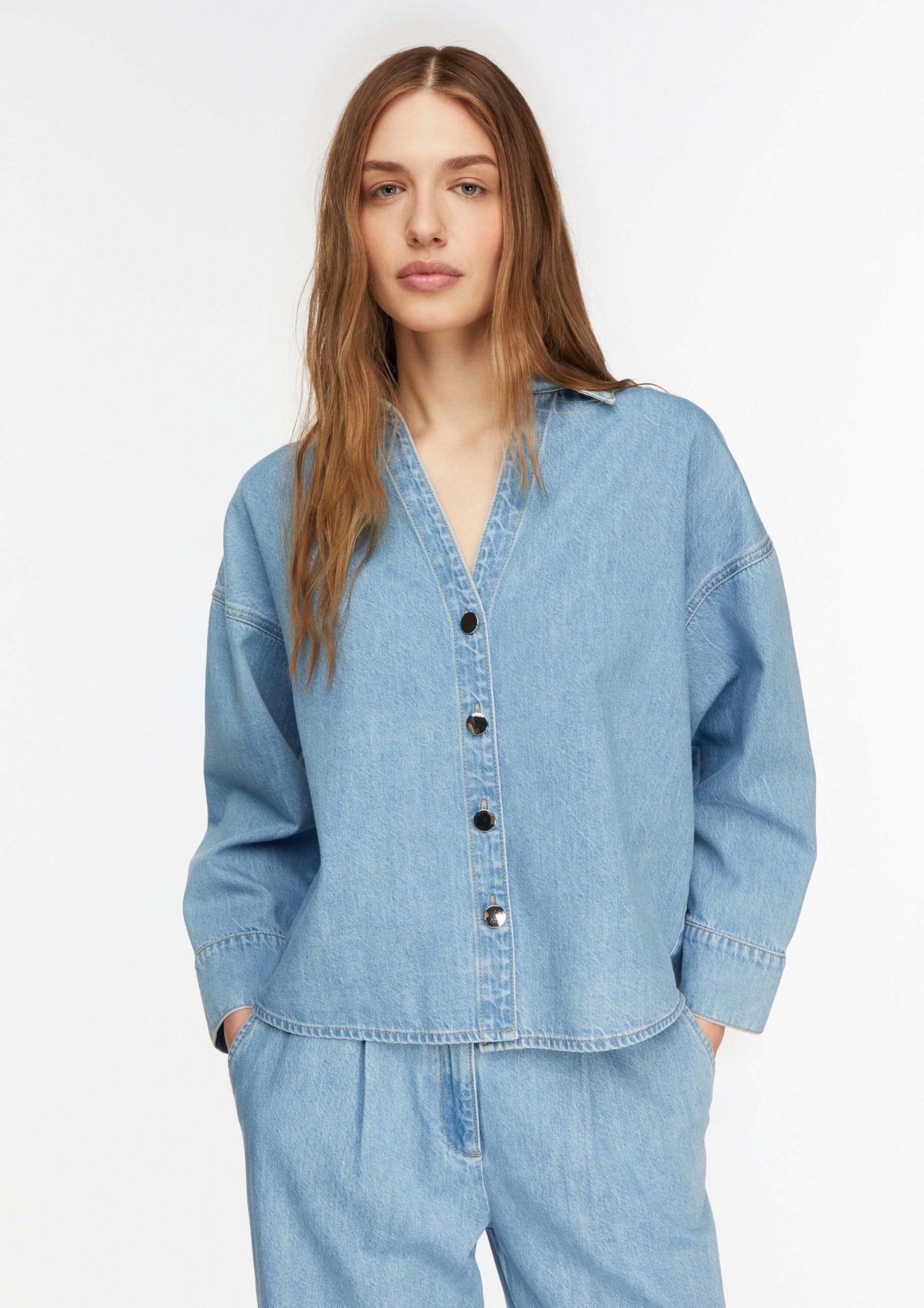 comma-blouses-denim-bluse-gr-38-relaxed-hemdkragen image 6