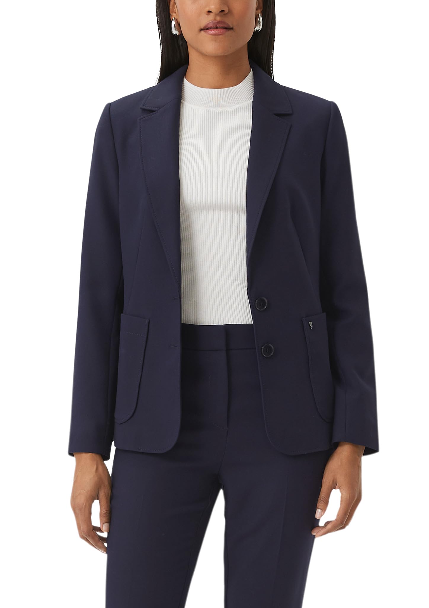 comma-blazers-blazer-leicht-gef-ttert-navy-beige image 1