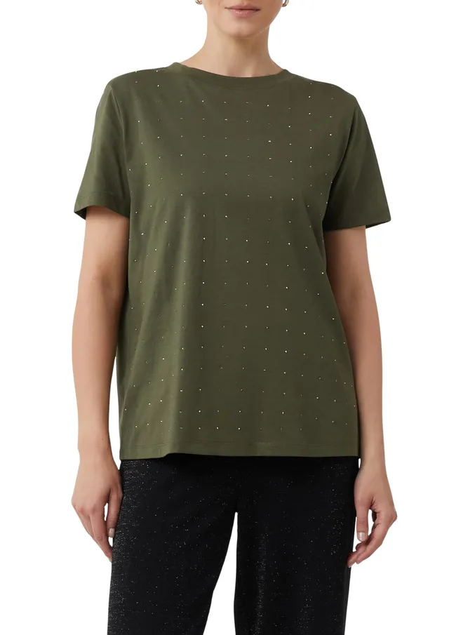 comma-t-shirt-mit-schmucksteinen-gr-e-46-schwarz-kurzarm image 1