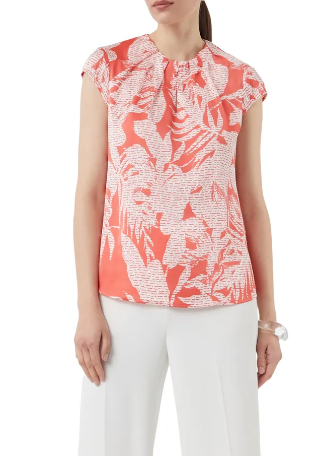 comma-satinbluse-all-over-print-raffung-gr-42 image 1