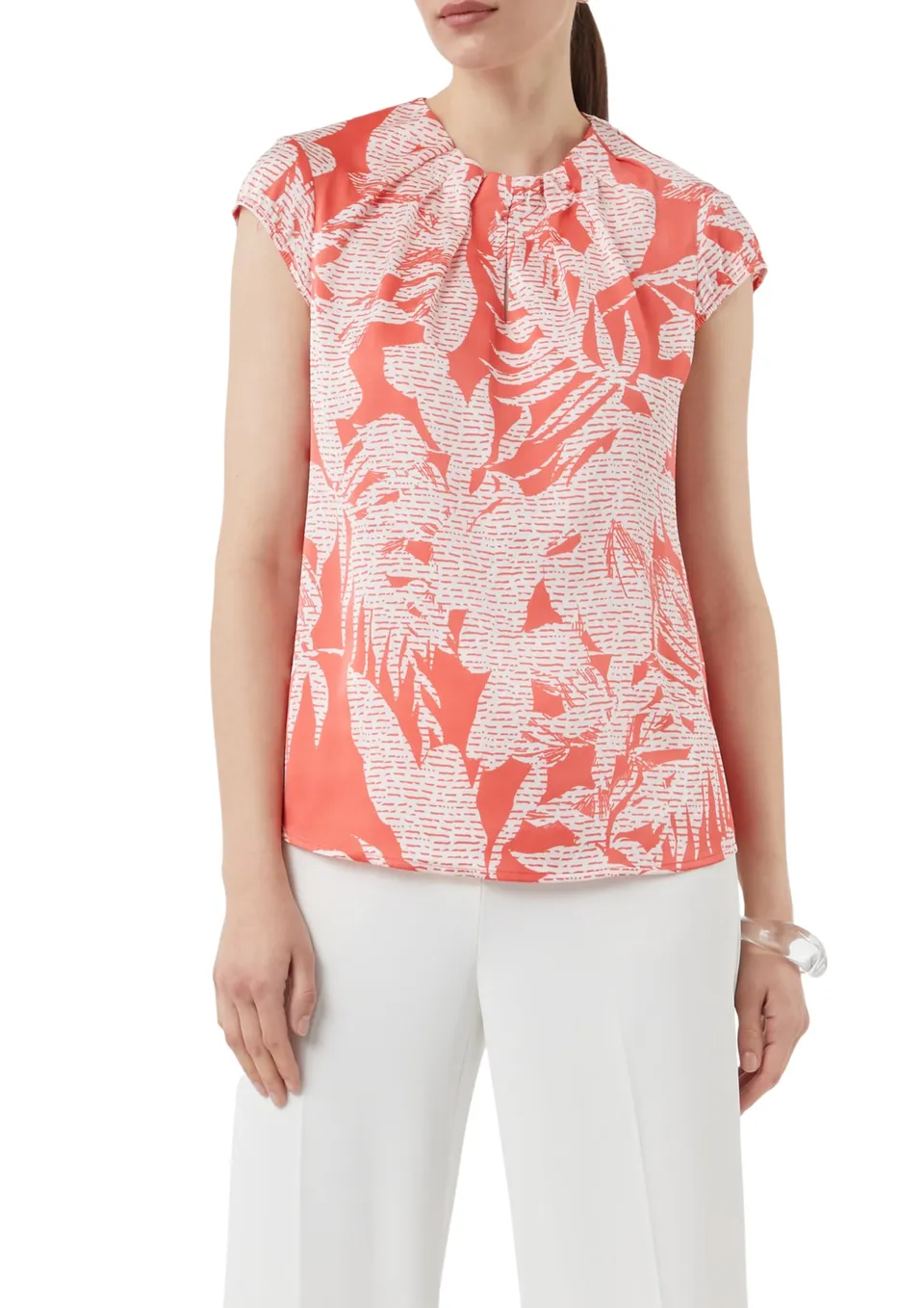 comma-satinbluse-all-over-print-raffung-gr-42 image 1
