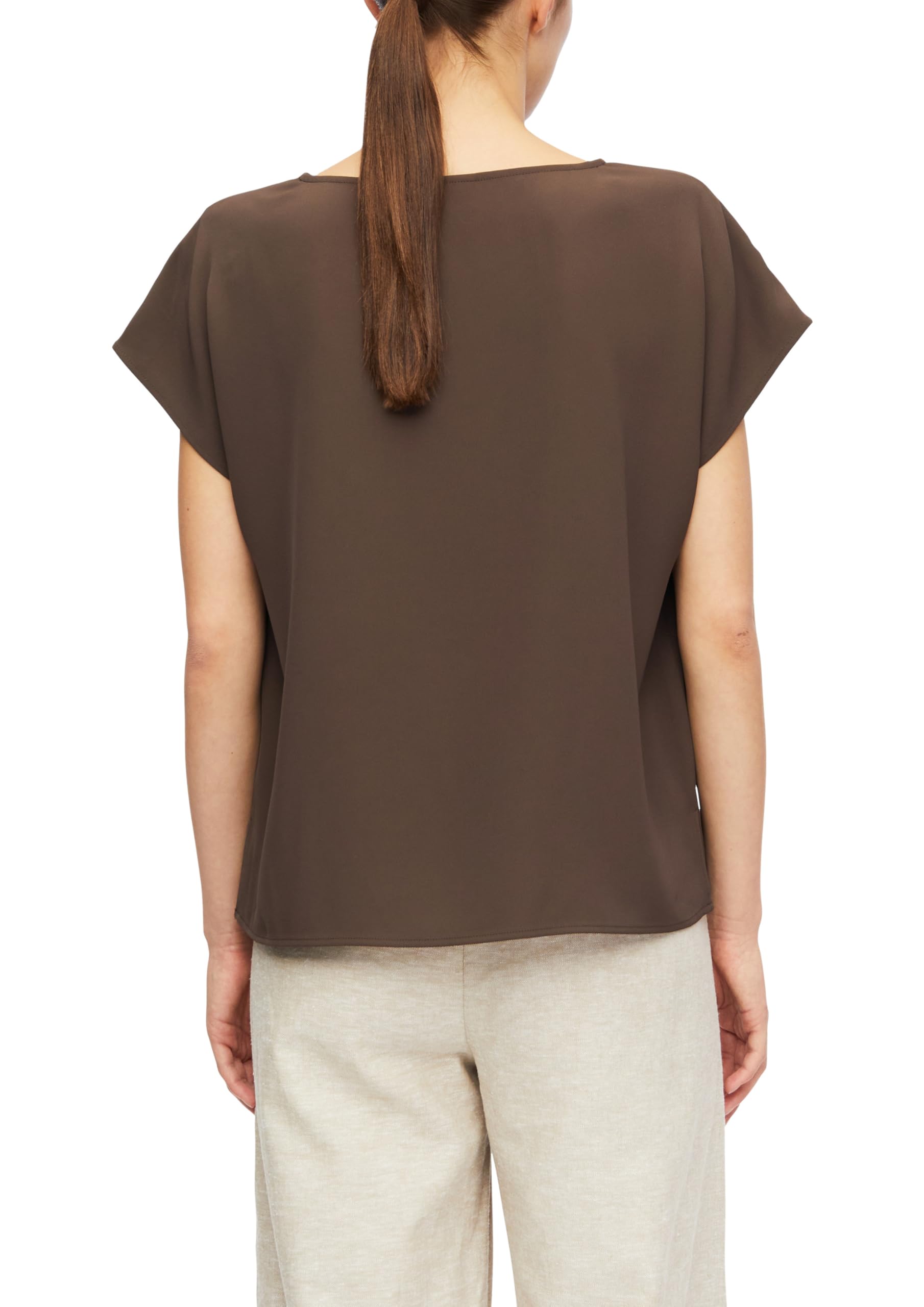 comma-blouses-bluse-kurzarm-rundhals-dunkelbraun image 2