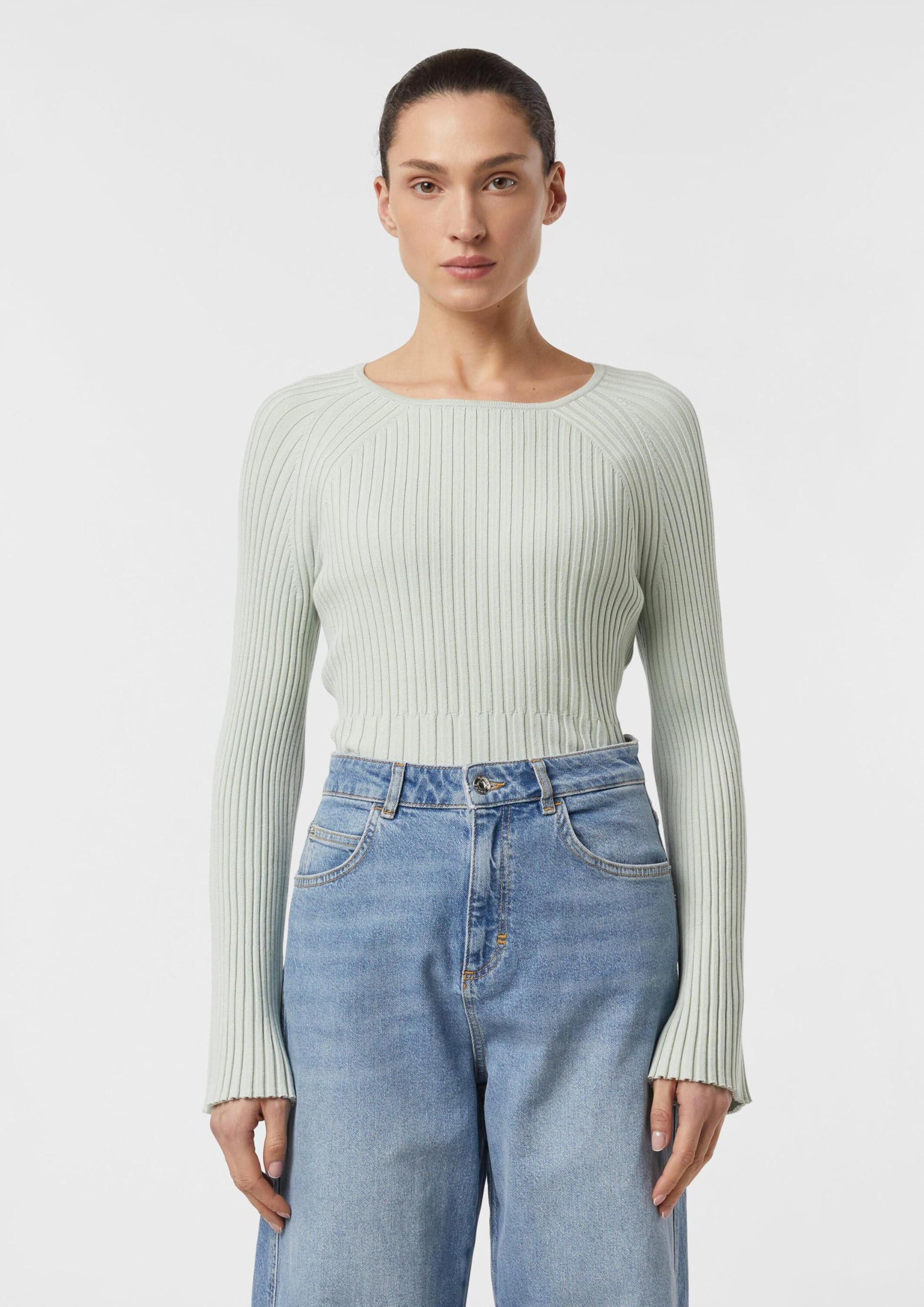 comma-strickpullover-slim-fit-pulli-rundhals-mit-trompeten-rmel image 8