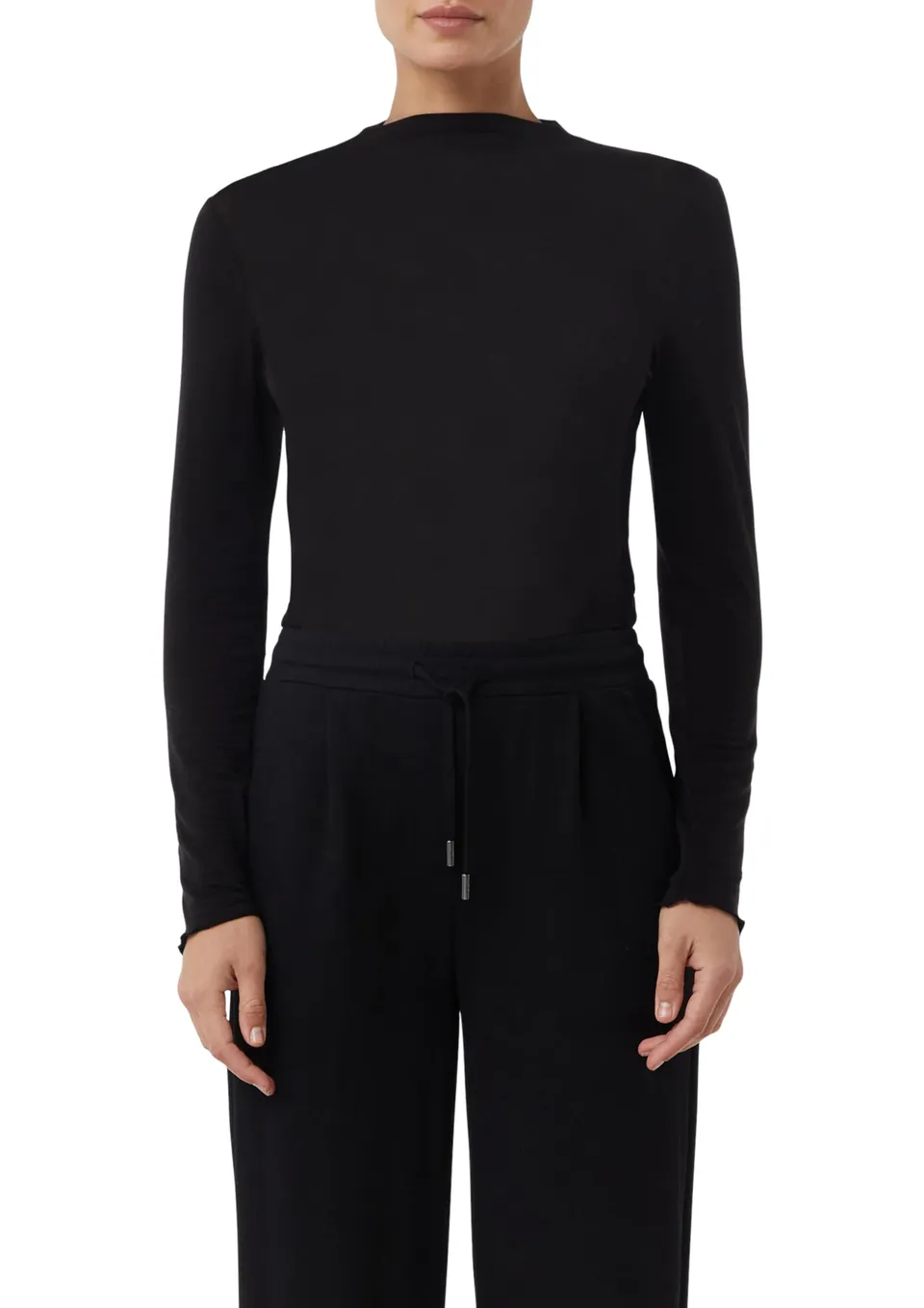 comma-semitransparentes-longsleeve-slim-fit-gr-44-schwarz image 1