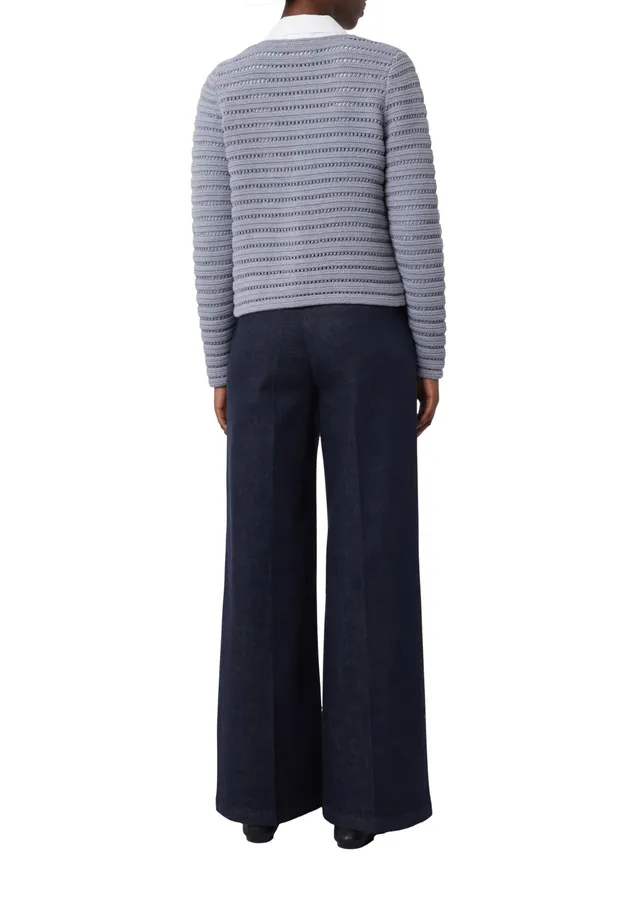 comma-strickjacke-2168921-damen-schiefergrau-cardigan-gestreift image 1