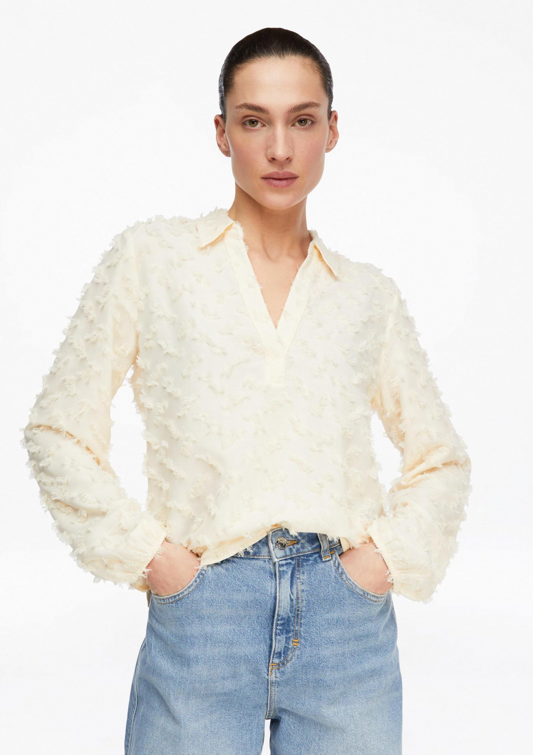 comma-jacquard-bluse-mit-3-d-struktur-bluse-46-hemdkragen image 3