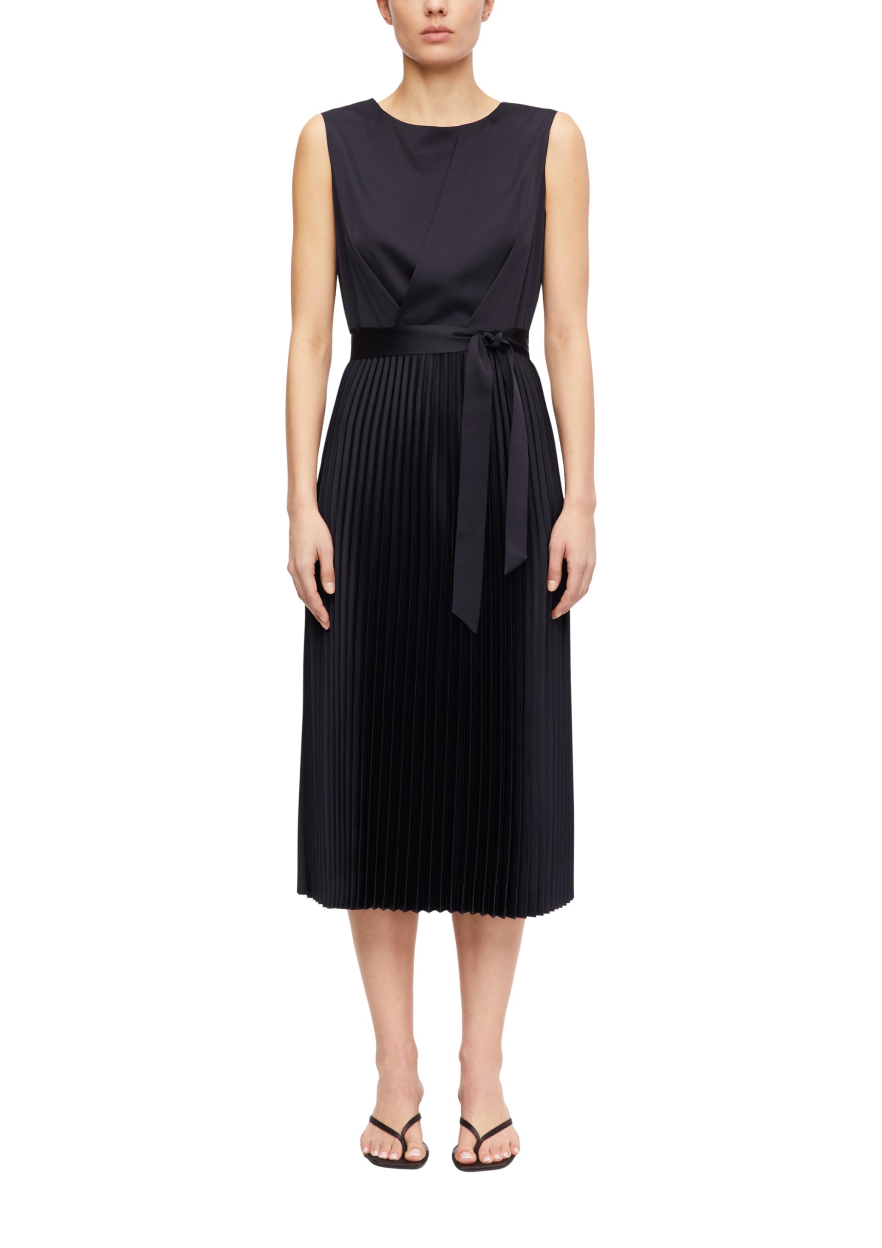comma-dresses-satin-plissee-midikleid-navy-gr-42 image 1