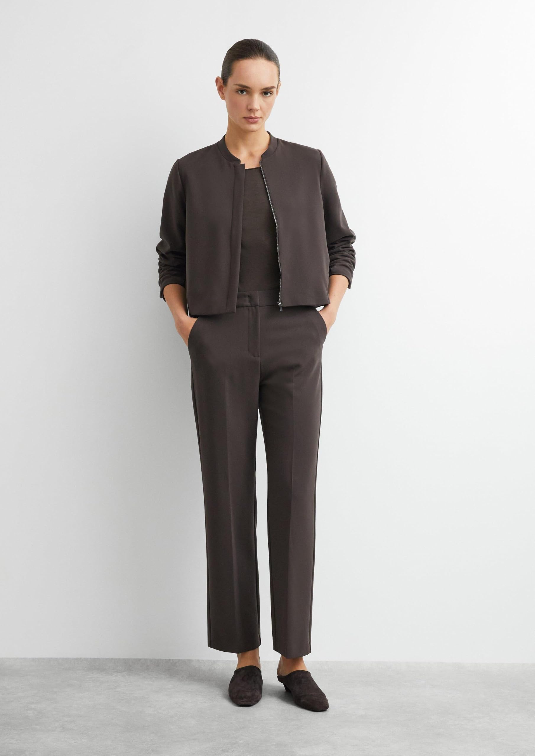 comma-trousers-hose-straight-leg-mid-rise-dunkelbraun-34 image 3