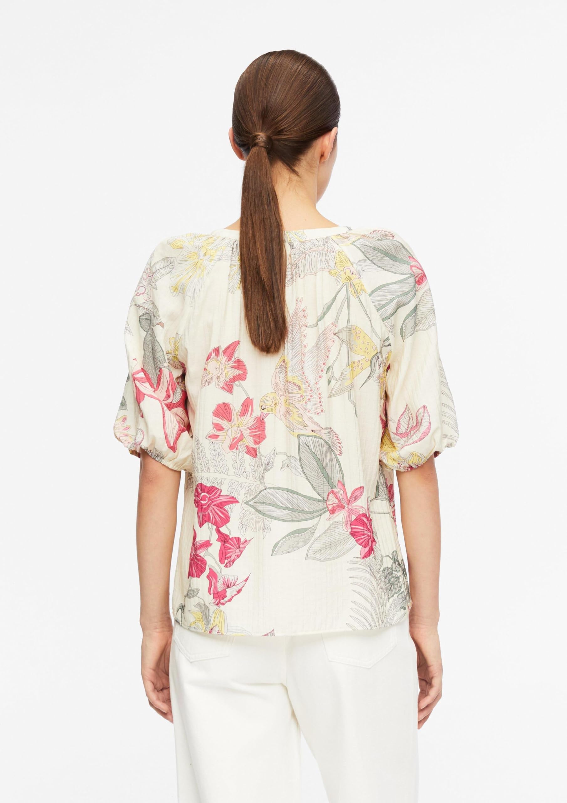 comma-bluse-tunika-ausschnitt-kurzarm-abstrakt-beige-gr-46 image 7
