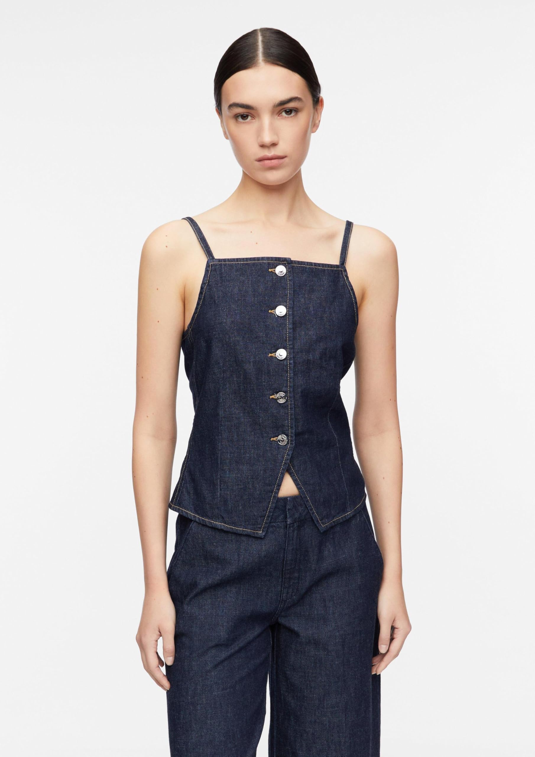 comma-jeans-denim-top-karreeausschnitt-rmellos-gr-38 image 6