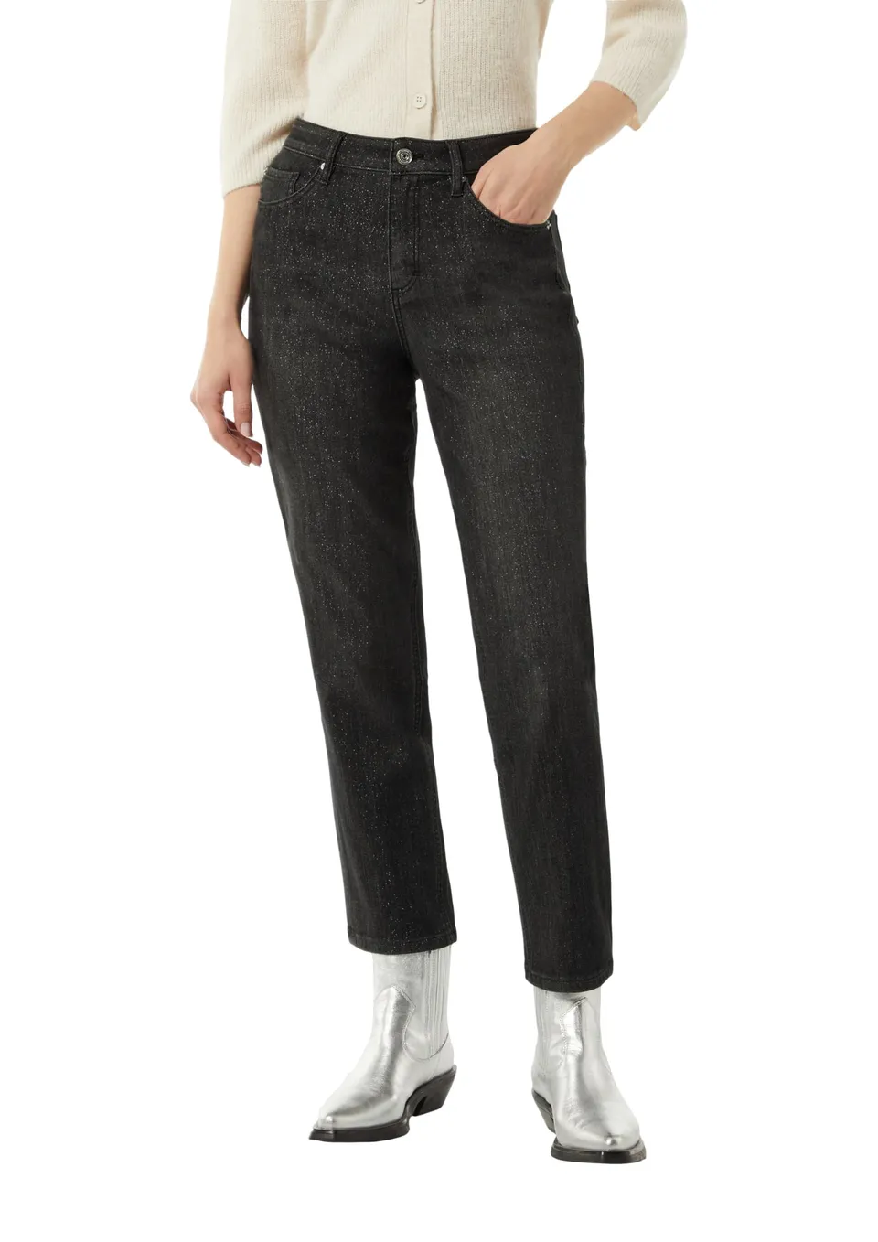 comma-jeans-hose-mit-metallicgarn-gr-38-denim image 1