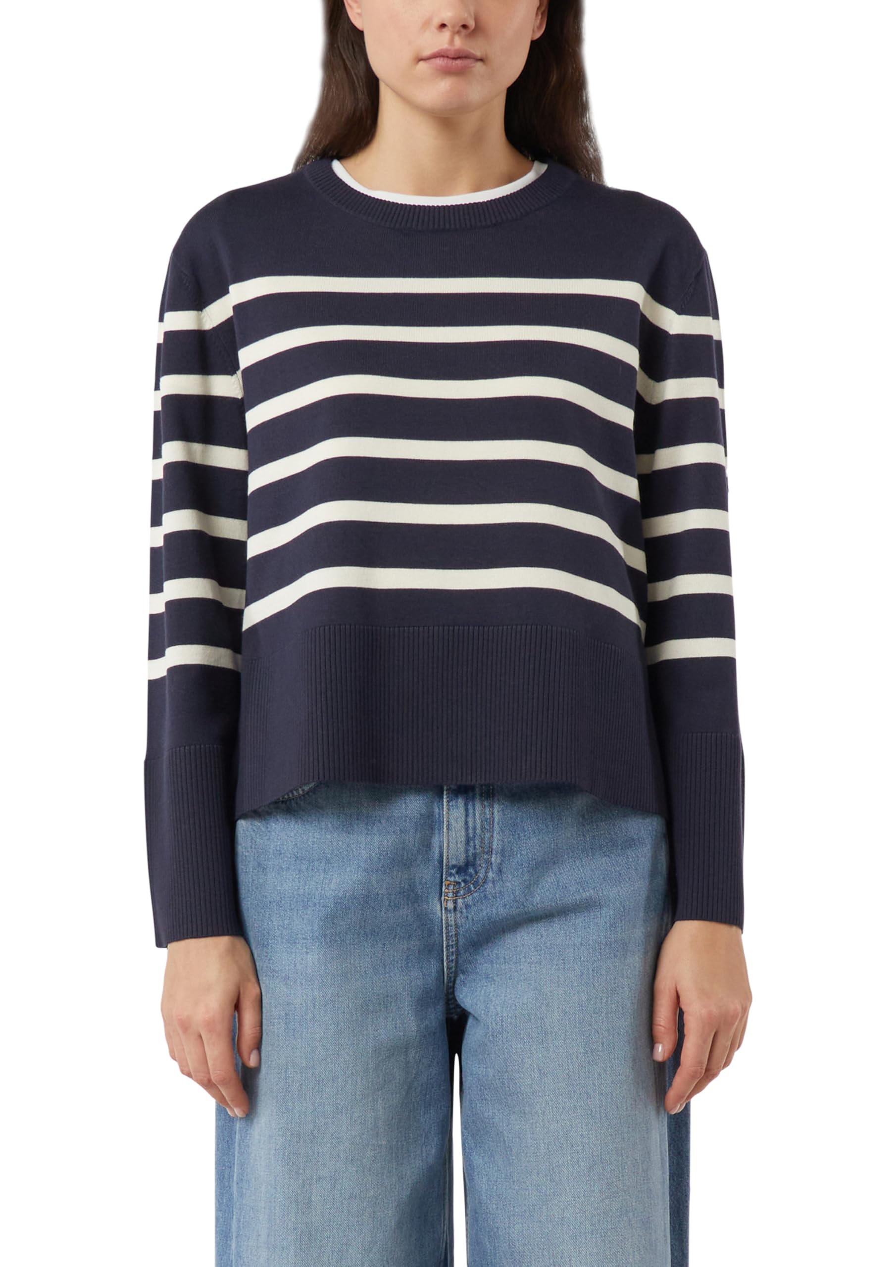 comma-streifenpullover-blau-wei-weite-rmel-strick image 8