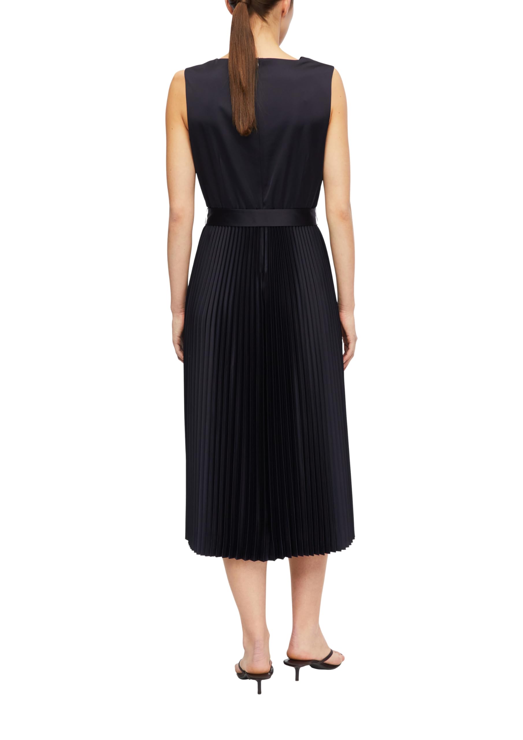 comma-dresses-satin-plissee-midikleid-navy-gr-42 image 2