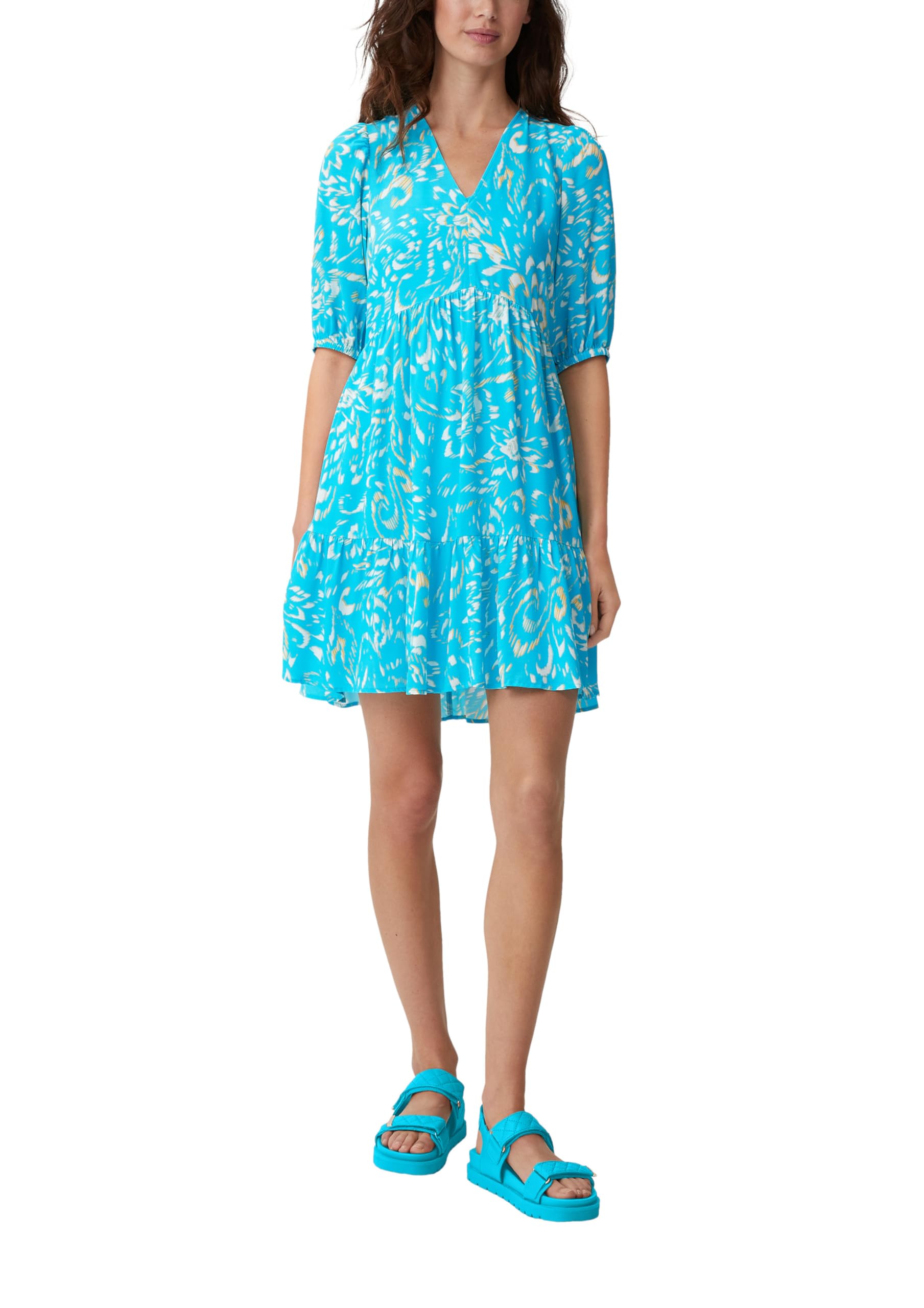 comma-stufenkleid-crepe-mini-kleid-v-ausschnitt-gr-36 image 8