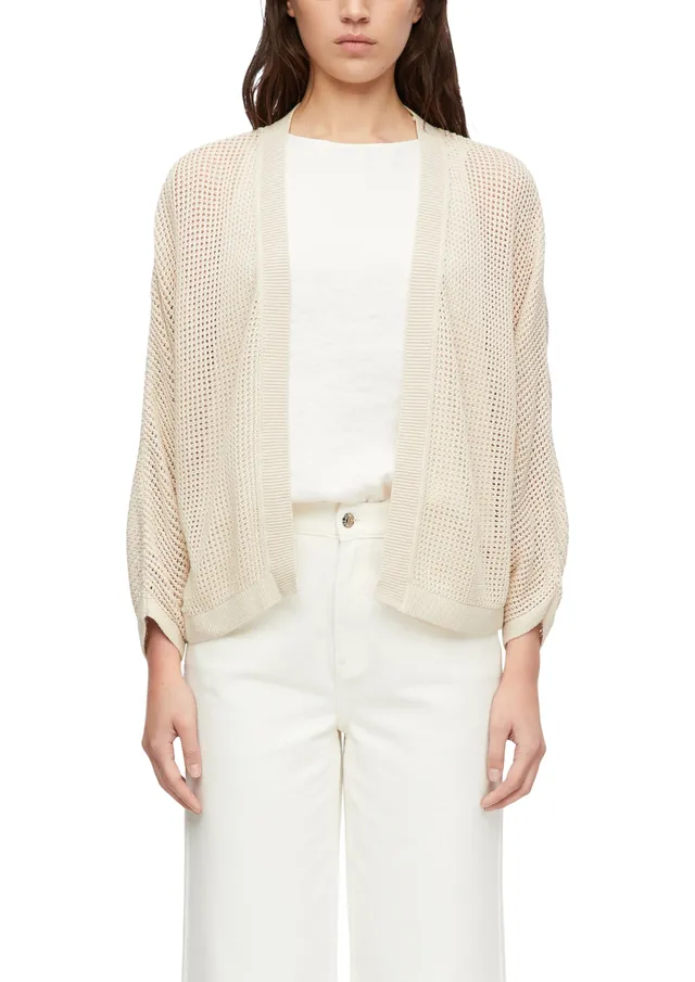 comma-strickjacke-ajourmuster-beige-xl image 1