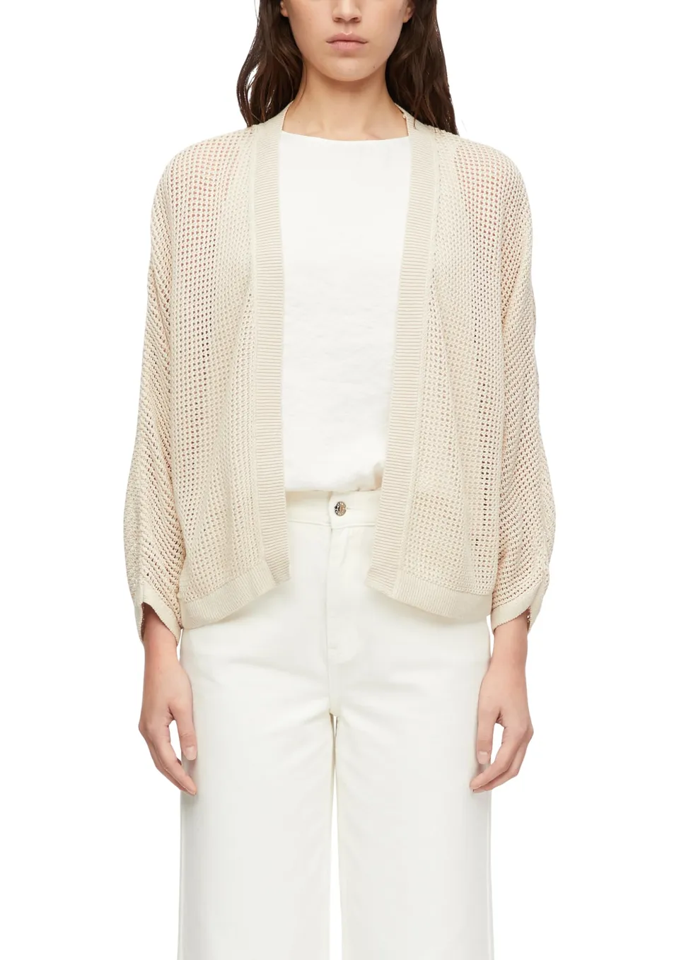 comma-strickjacke-ajourmuster-beige-xl image 1