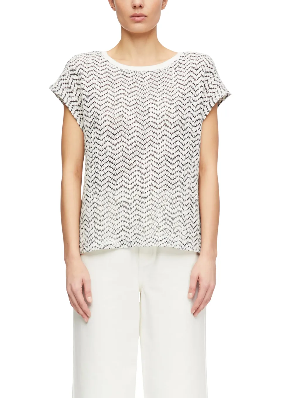 comma-sweatshirt-relaxed-fit-rundhals-ajoursjersey-gr-48 image 1