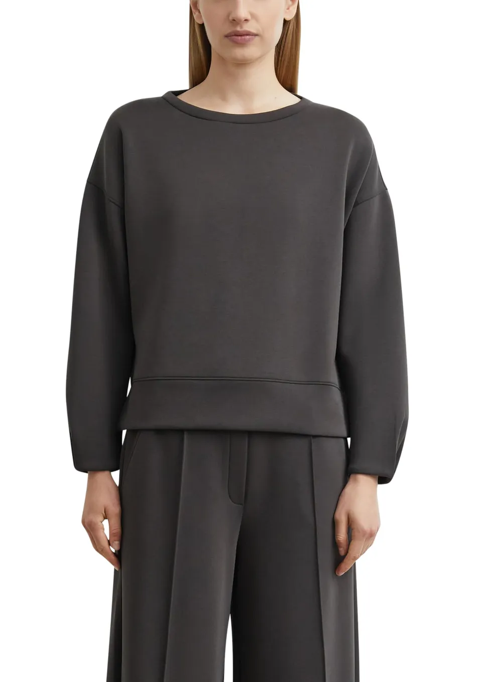comma-sweatshirt-regular-fit-faltendetail-gr-36-braun image 1