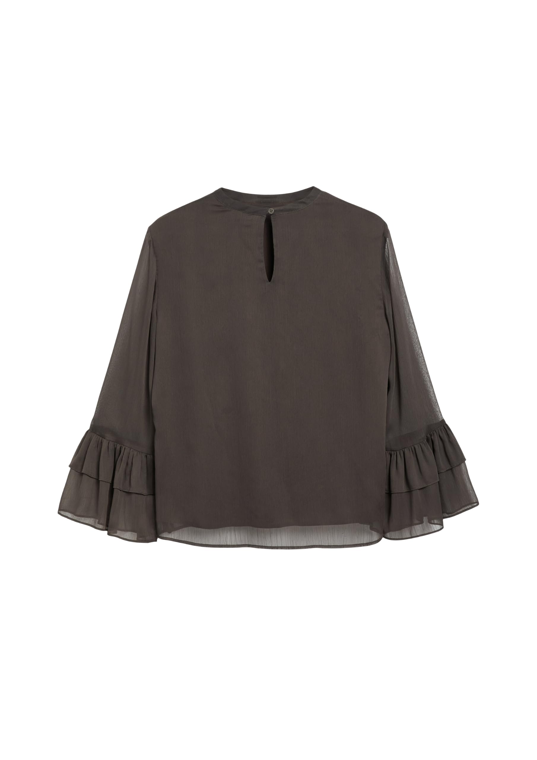 comma-damen-bluse-chiffon-volant-trompeten-rmel-creme image 4