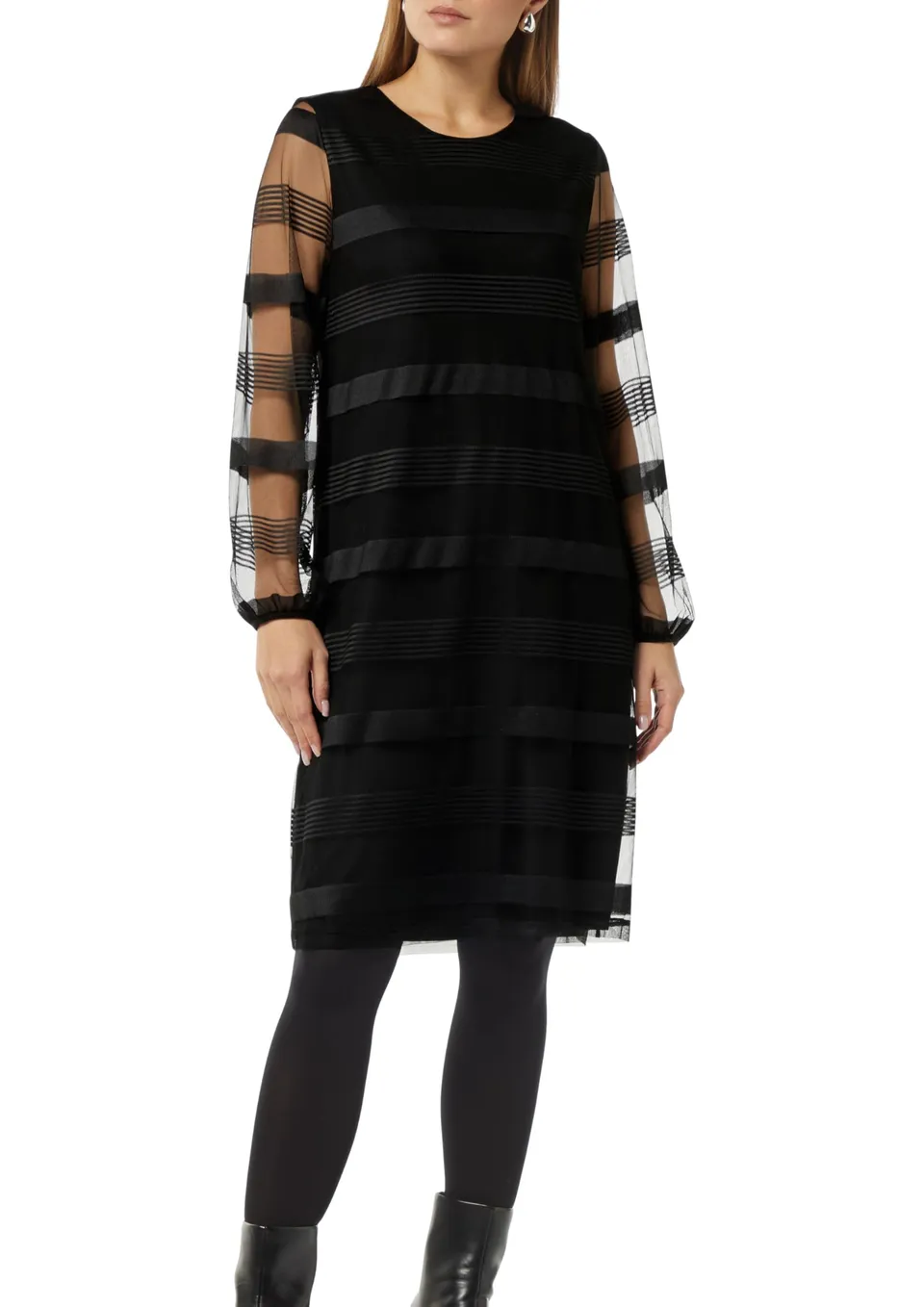 comma-mesh-kleid-gestreift-damen-gr-e-36-rundhals image 1