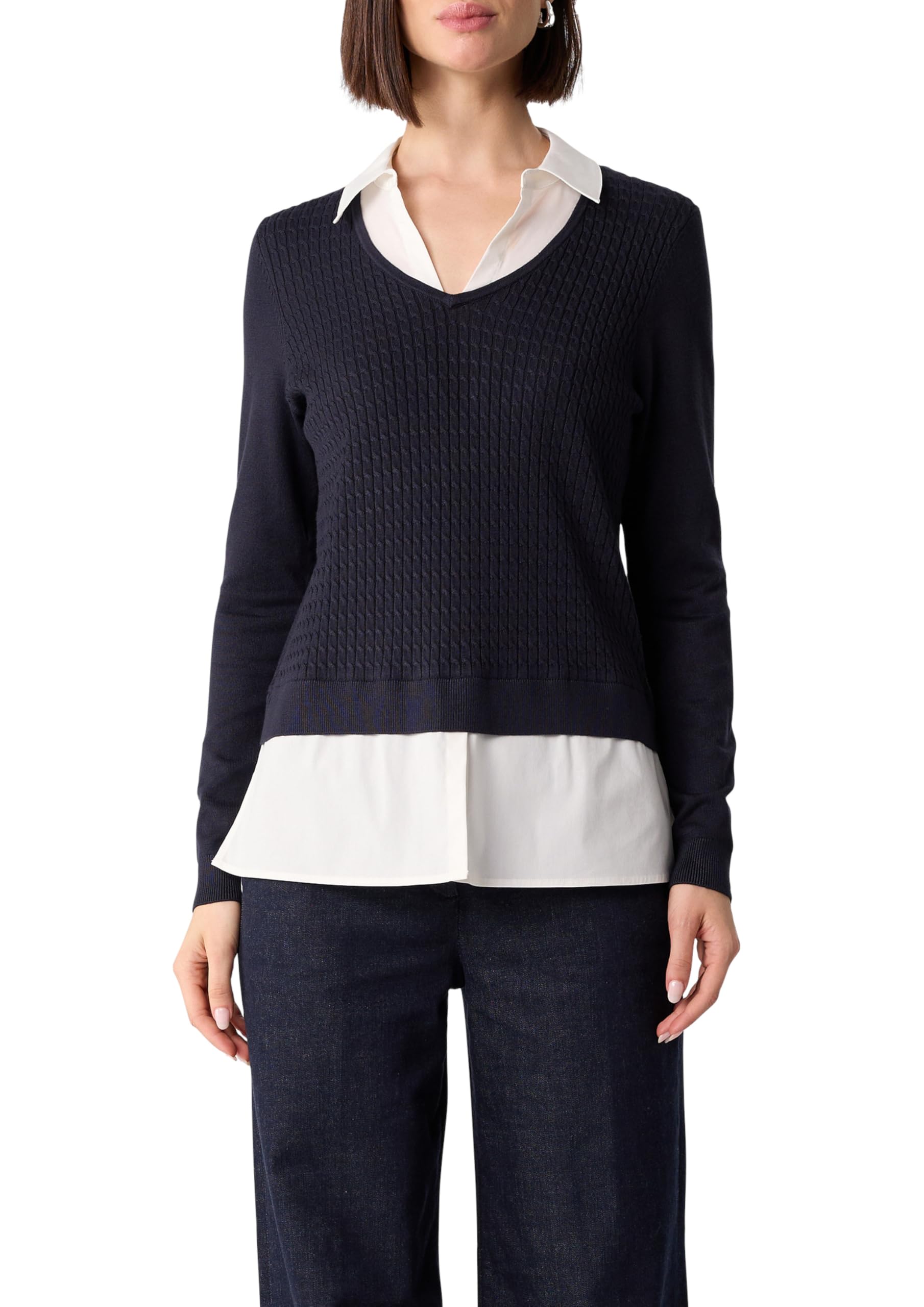 comma-pullover-damen-2-in-1-layering-gr-38-v-ausschnitt image 1