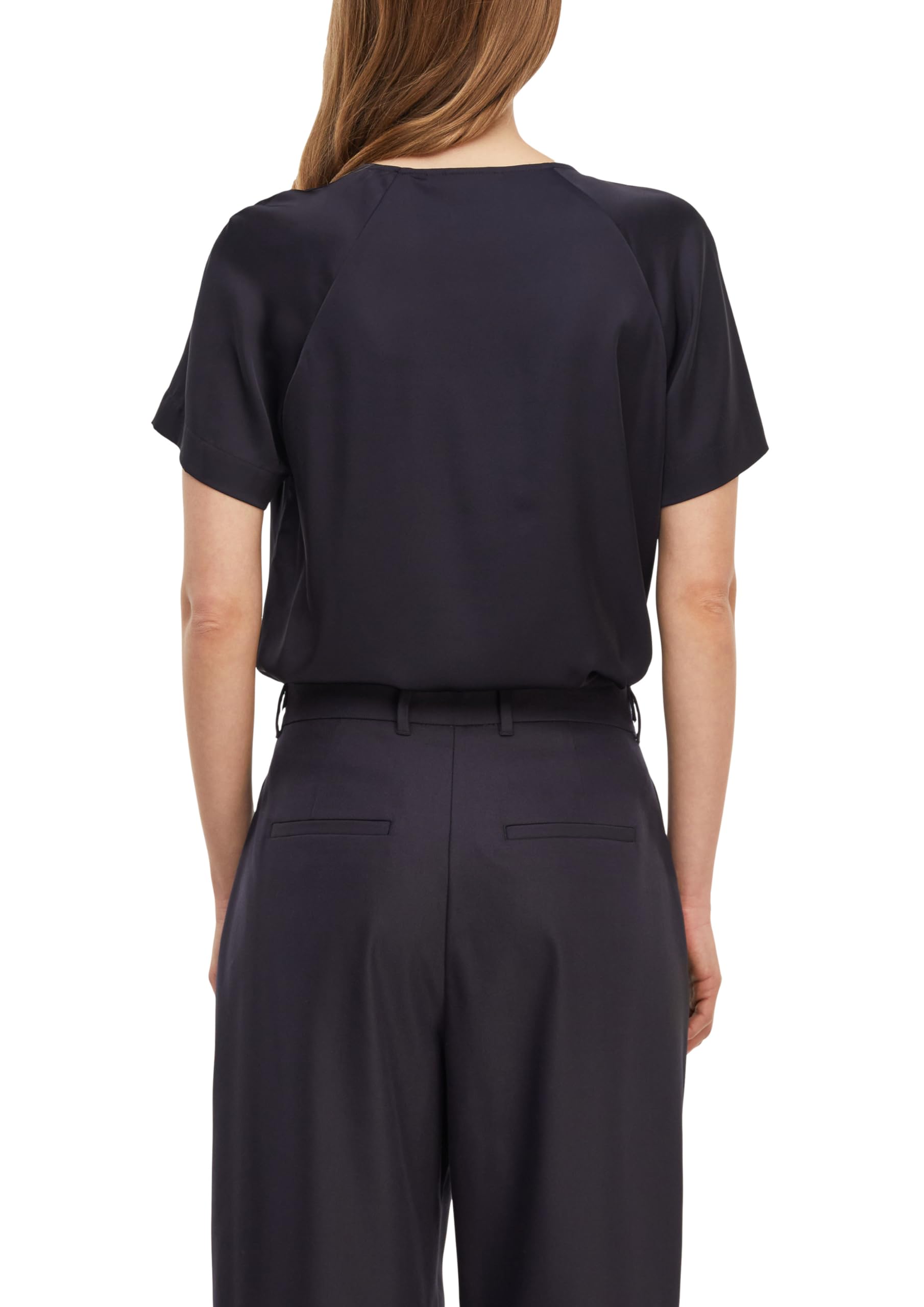 comma-baumwollbluse-kurzarm-faltenfront-schwarz image 2