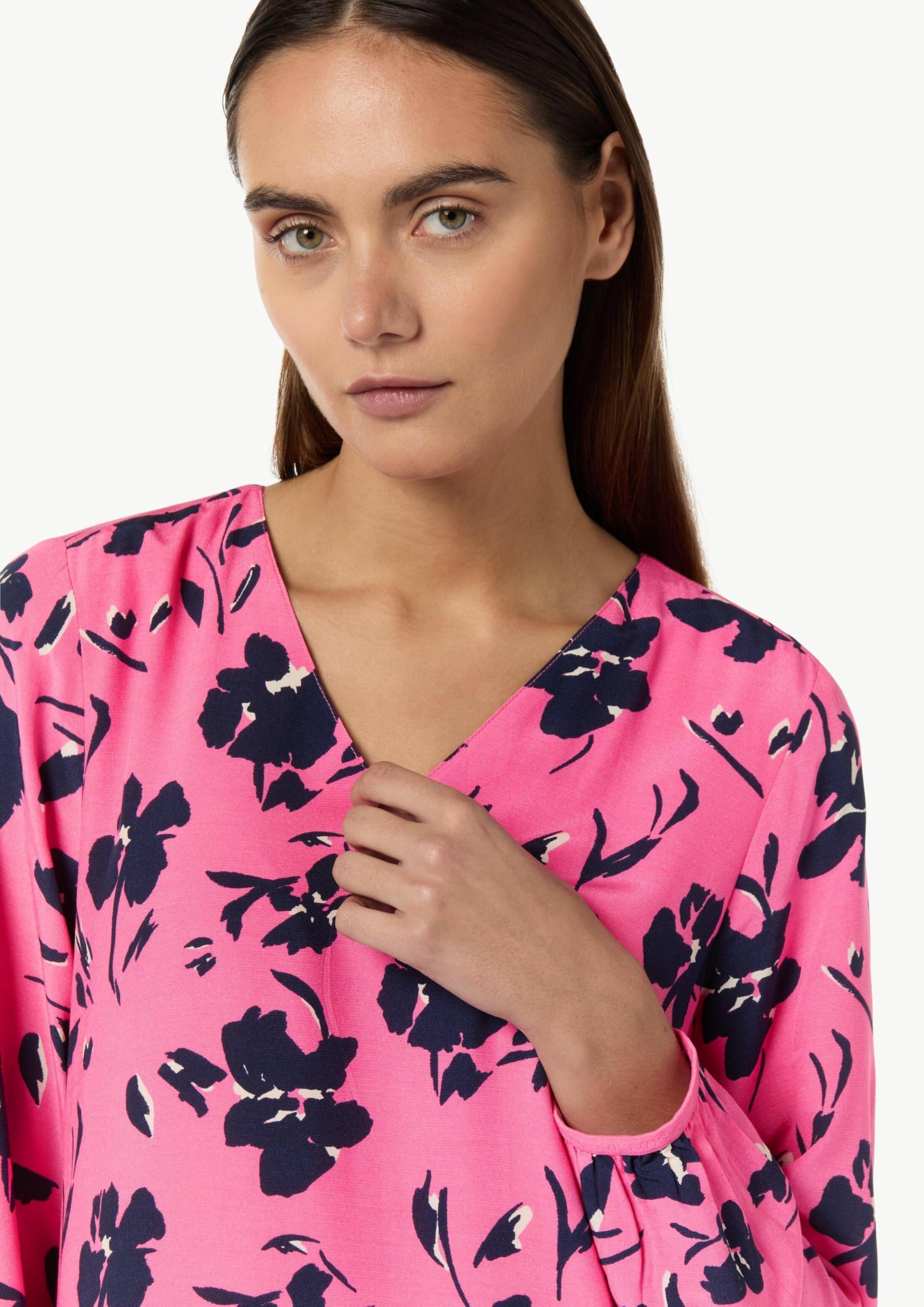 comma-minikleid-damen-pink-viskose-v-ausschnitt image 4