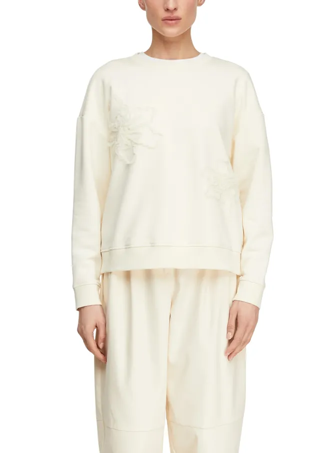 comma-sweatshirt-blumenapplikation-relaxed-fit-baumwolle image 1