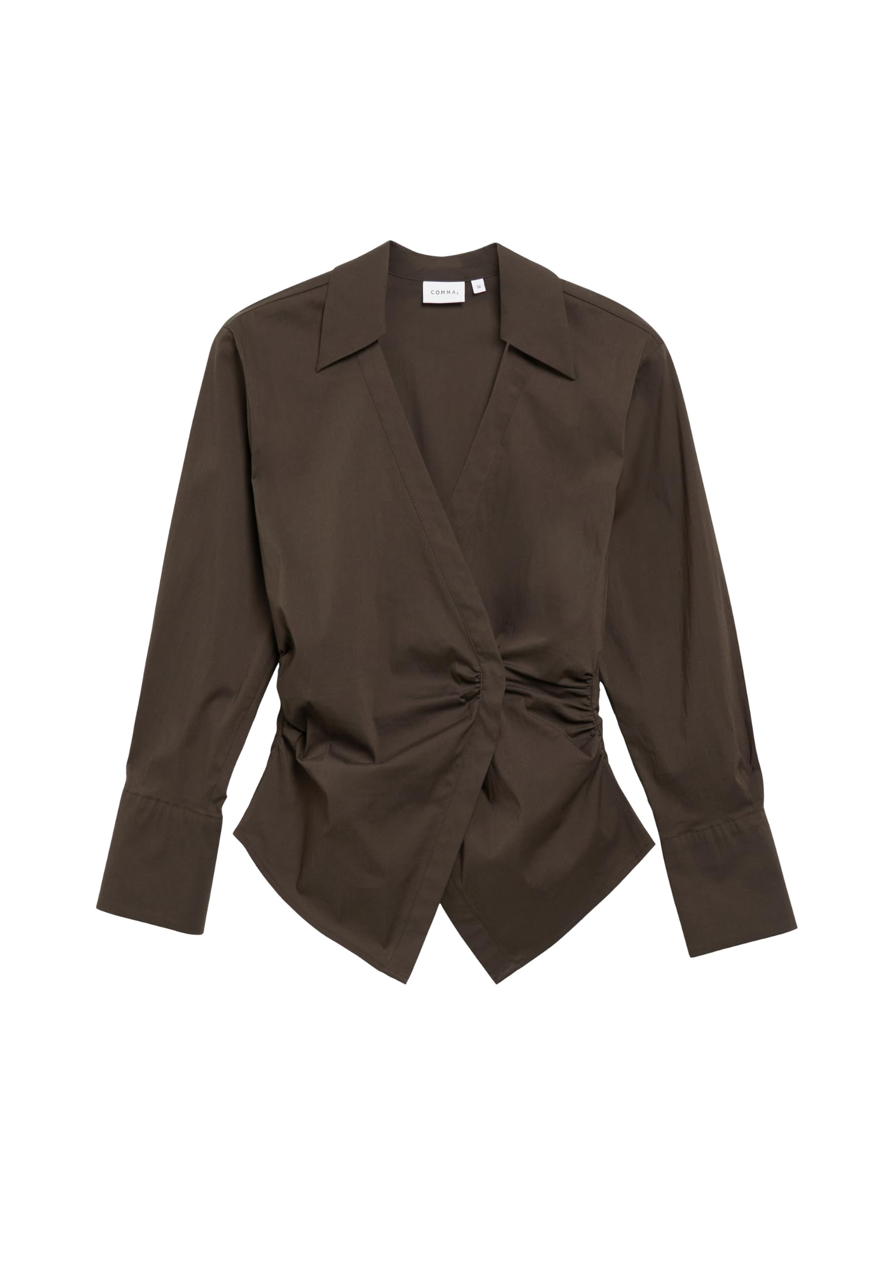 comma-blouses-wickelbluse-baumwollpopeline-beige-tailliert image 4