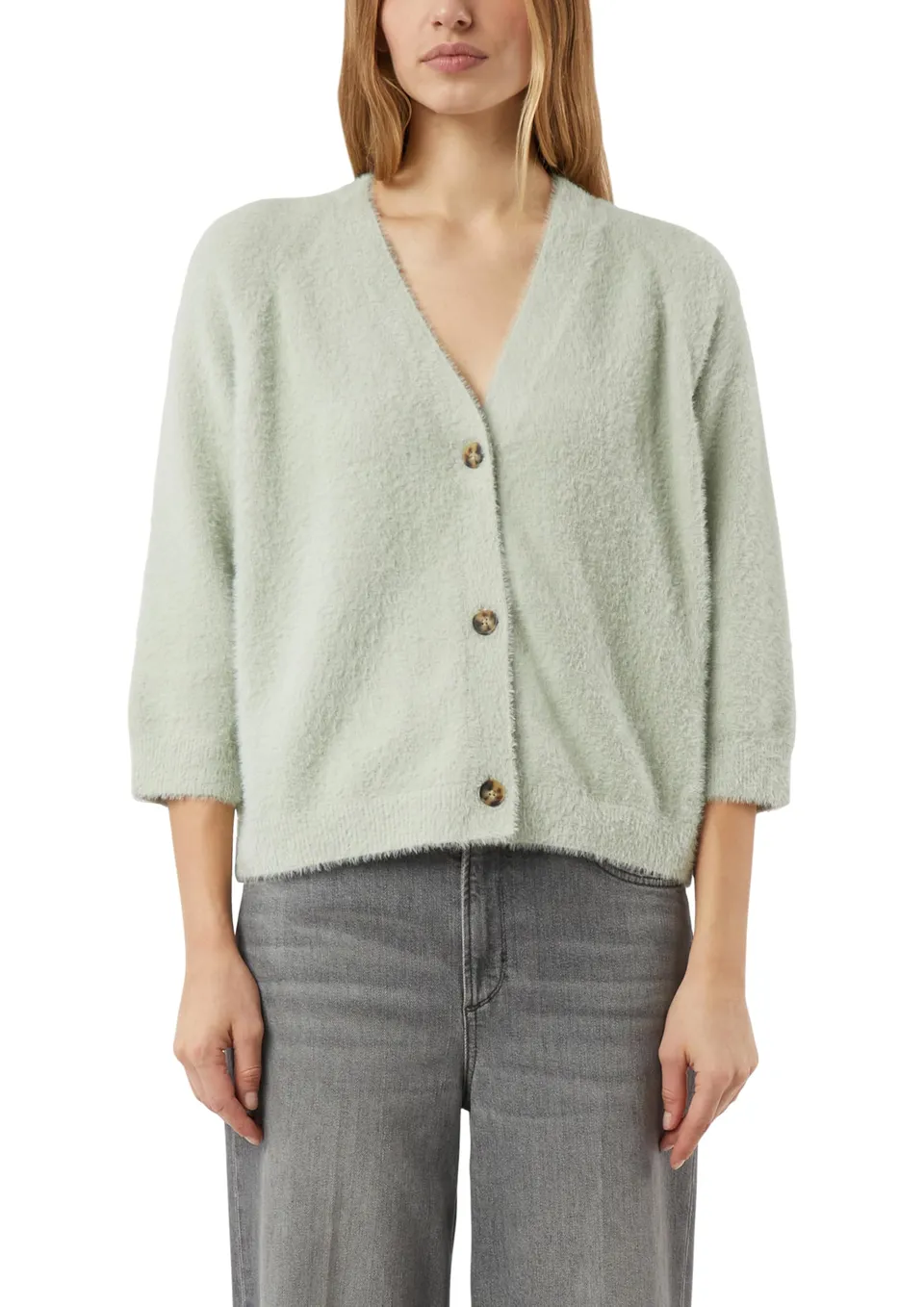 comma-strickjacke-feinstrick-3-4-rmel-cardigan-creme image 1