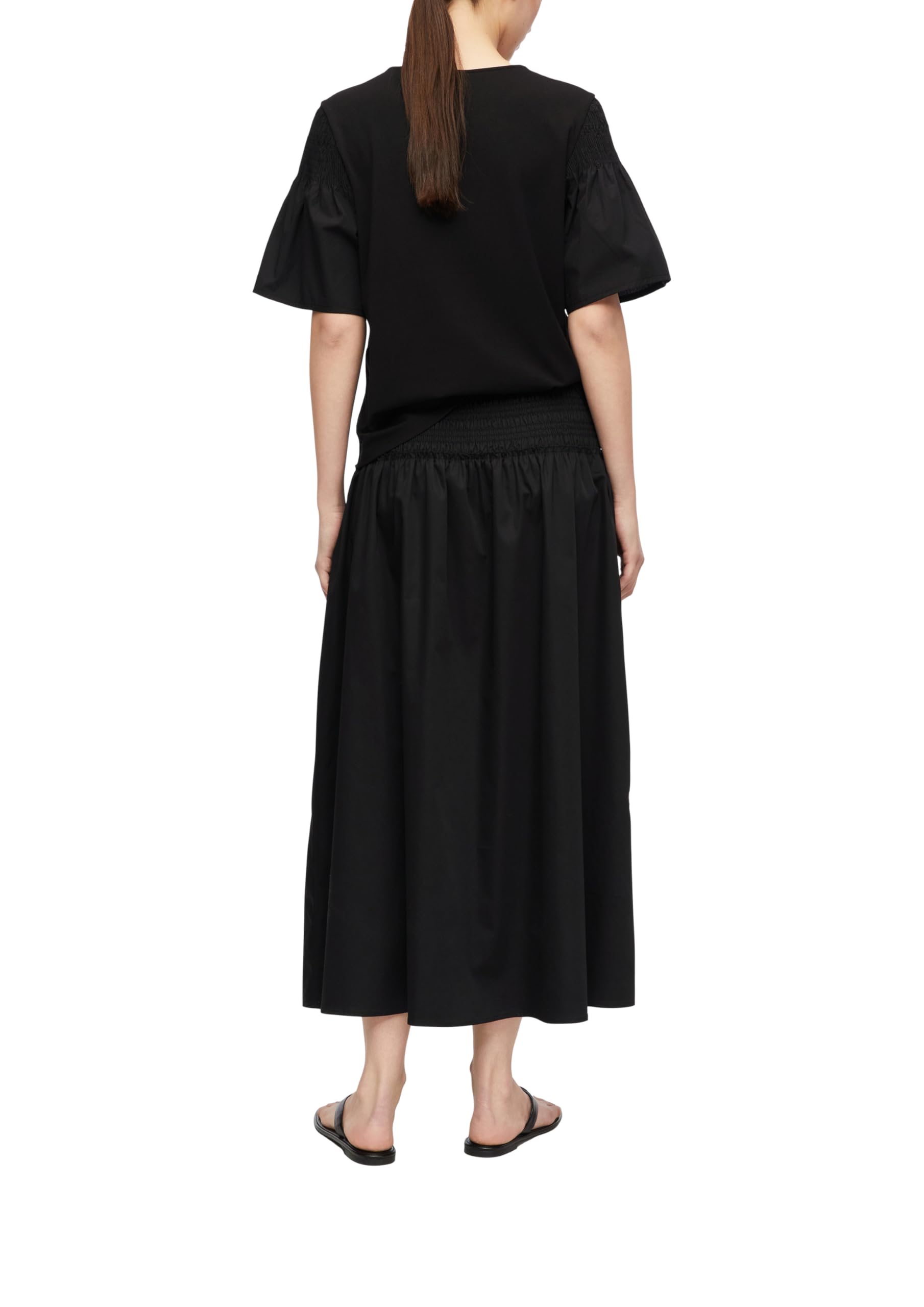 comma-skirts-midi-rock-baumwolle-gesmockt-schwarz image 2