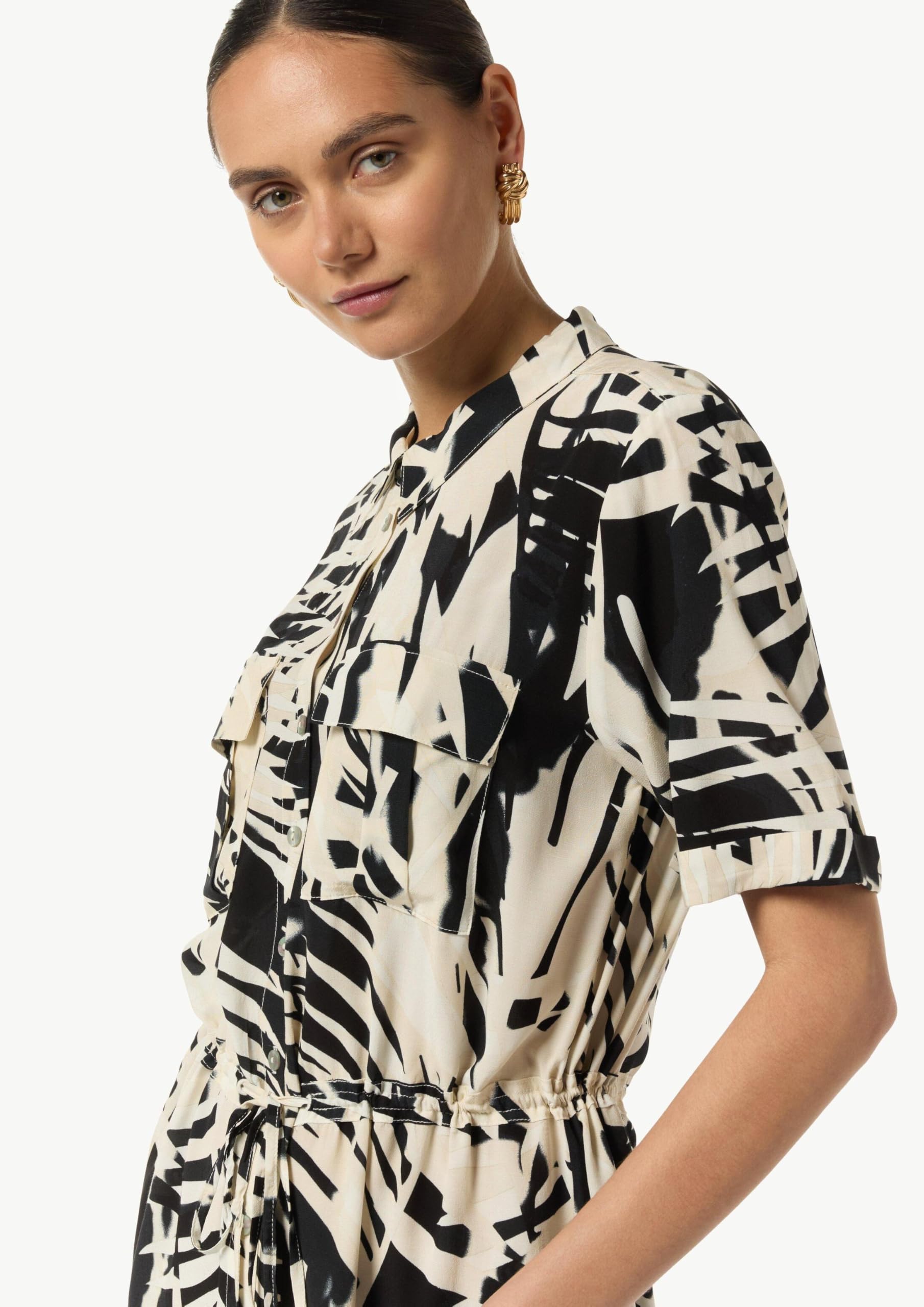comma-blusenkleid-mit-knopfleiste-kleid-schwarz-gr-40-viskose image 4