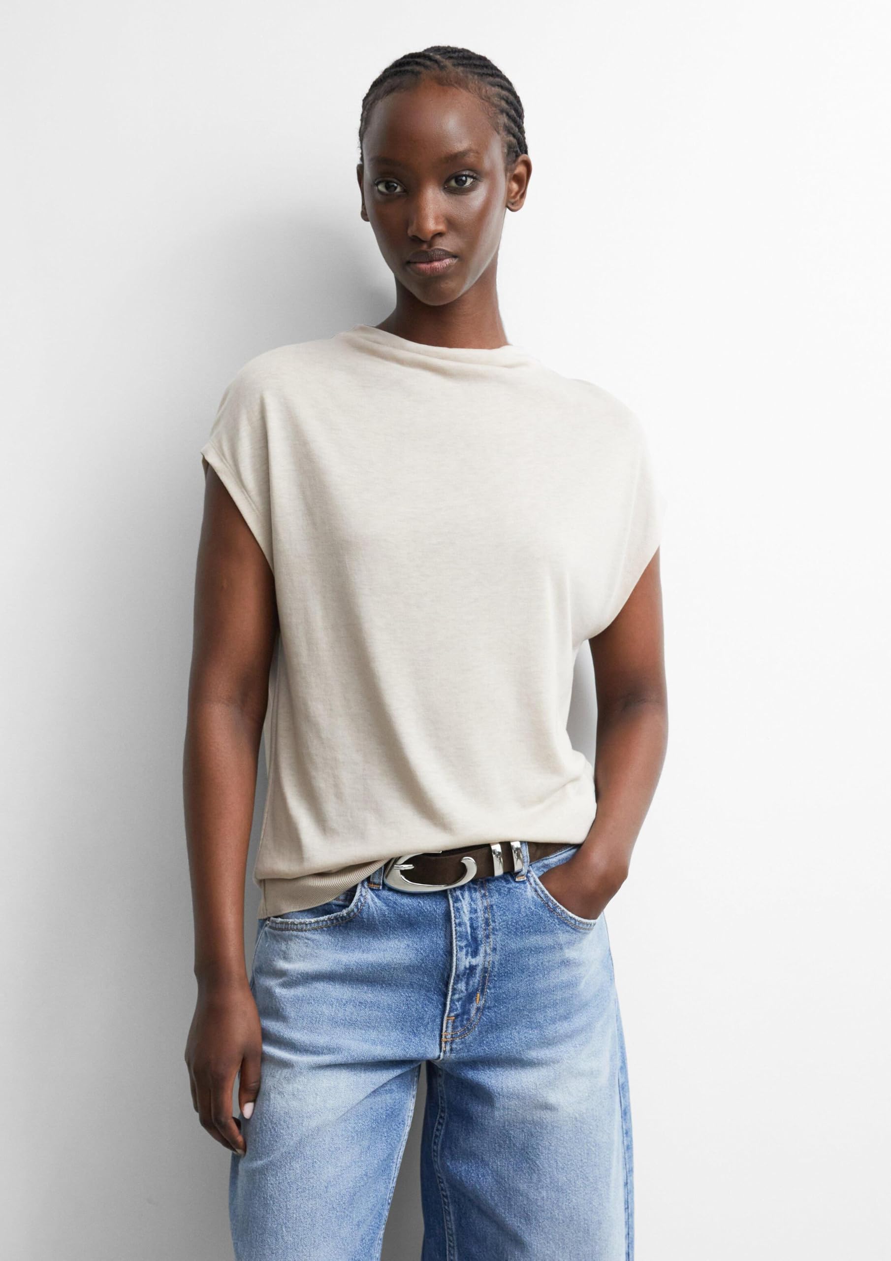 comma-t-shirt-mockneck-kurzarm-beige-gr-32 image 6