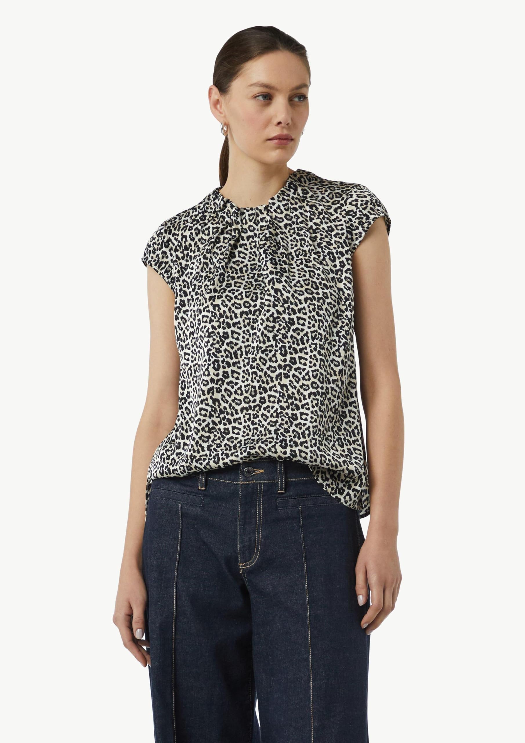 comma-blouses-satinbluse-mit-kapp-rmeln-gr-40-gemustert image 6
