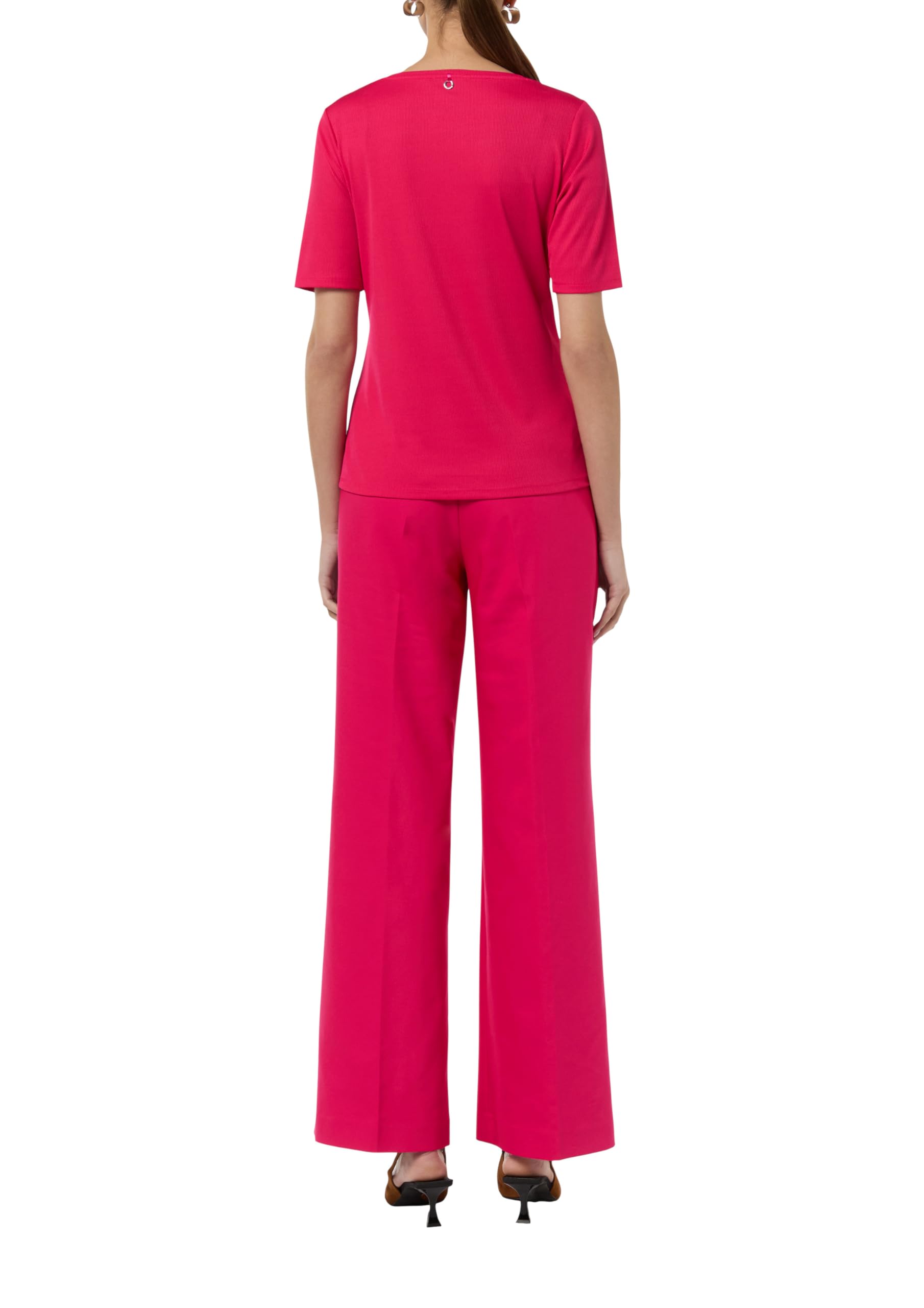comma-geripptes-t-shirt-rundhals-top-pink image 2
