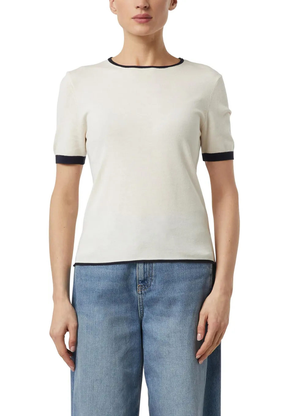 comma-feinstrick-shirt-kontrast-shirt-gr-42-wei image 1