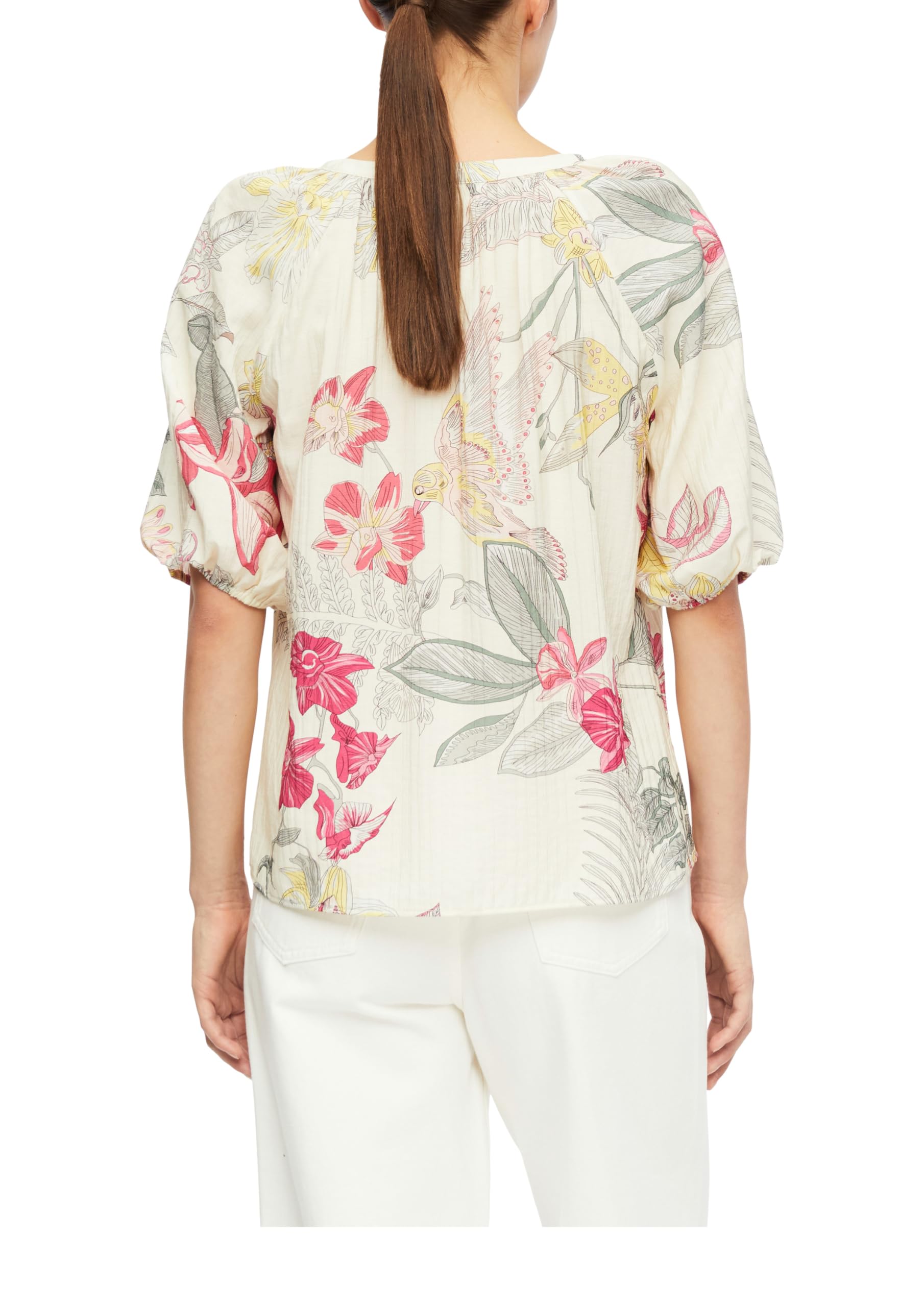 comma-bluse-tunika-ausschnitt-kurzarm-abstrakt-beige-gr-46 image 2