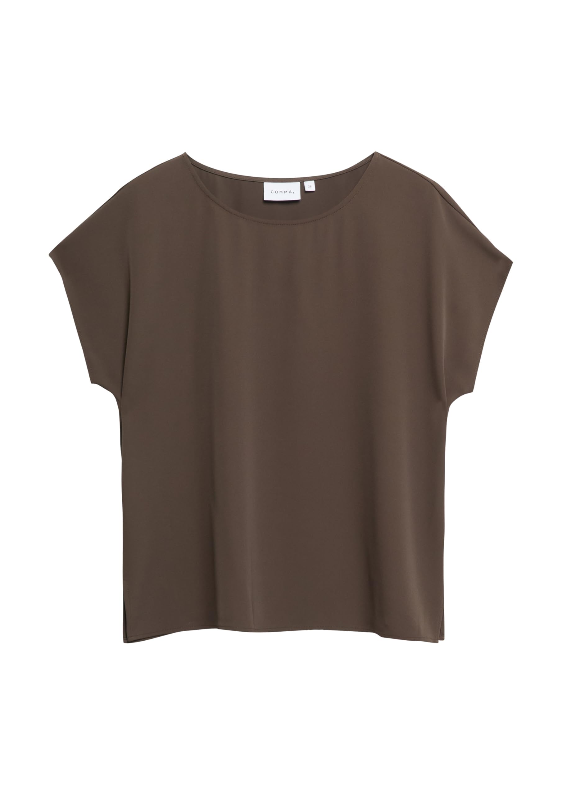 comma-blouses-bluse-kurzarm-rundhals-dunkelbraun image 3