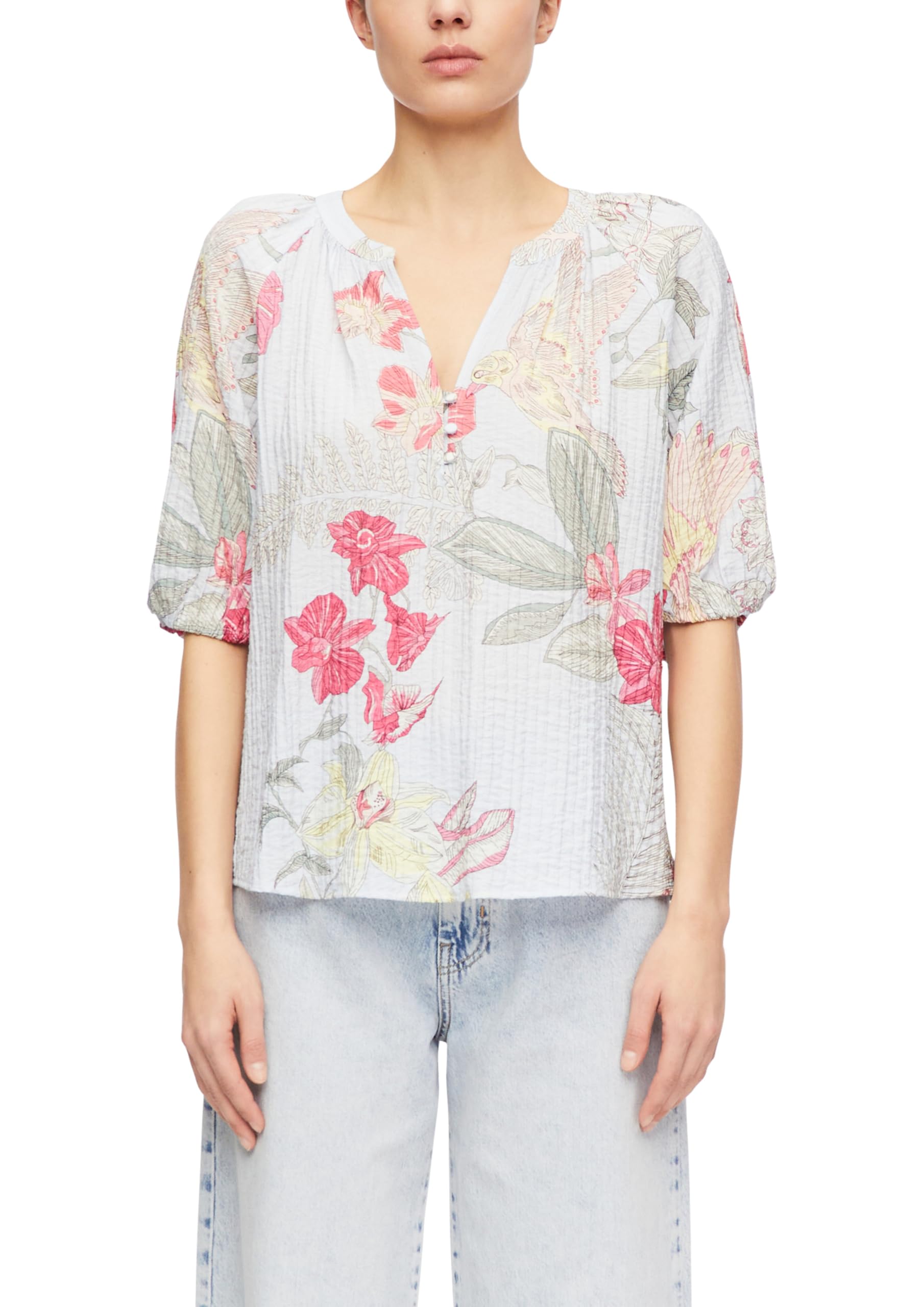comma-bluse-tunika-ausschnitt-kurzarm-abstrakt-beige-gr-46 image 8